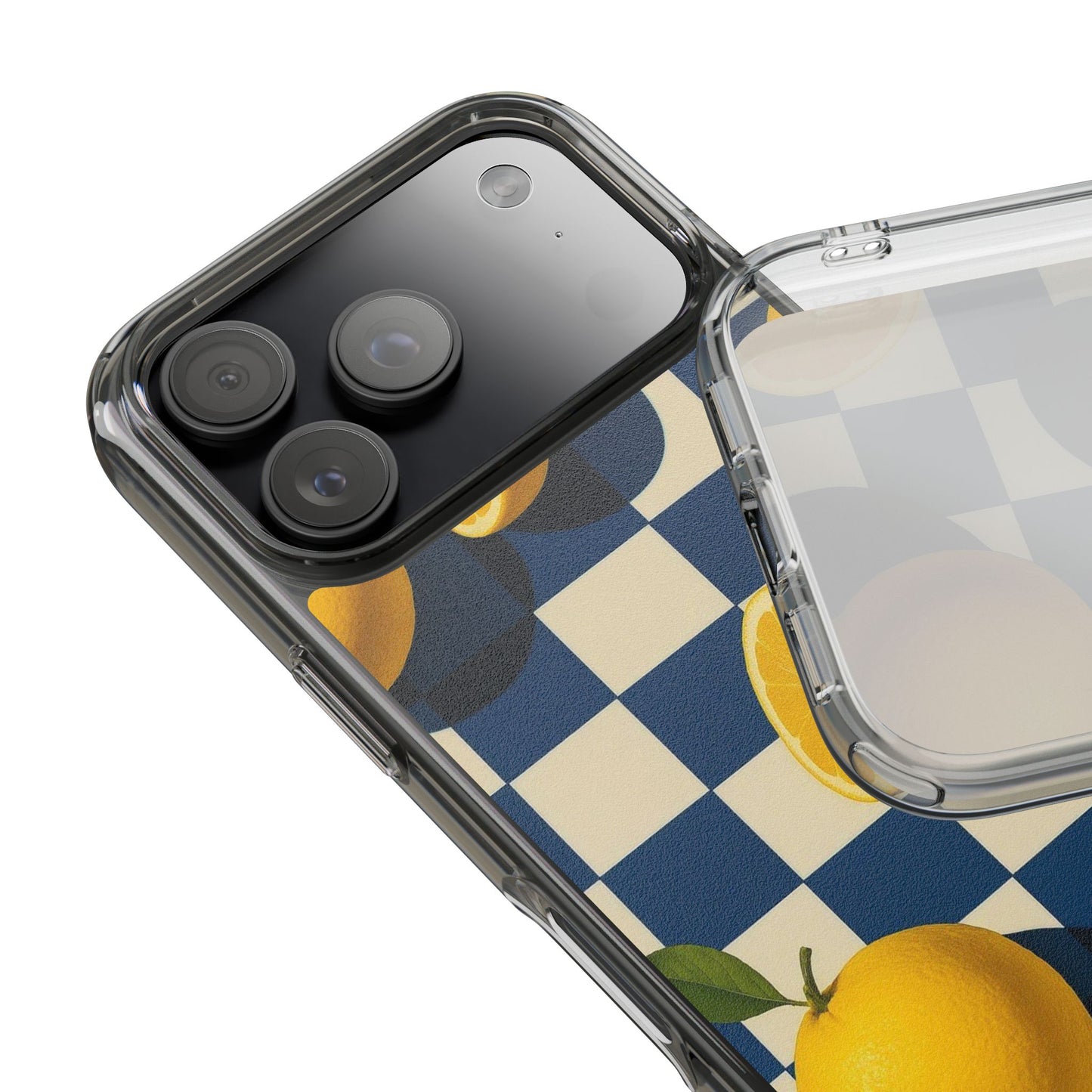 Clear Impact-Resistant Case — Retro Checkered Lemons Phone Case