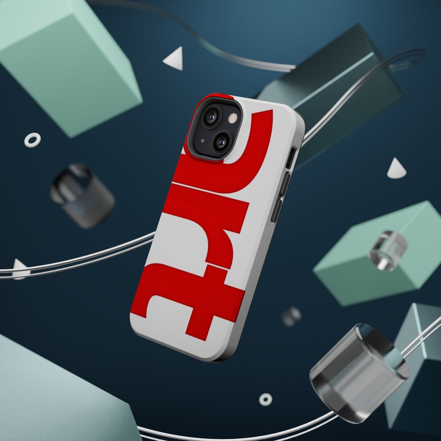 Magnetic Impact-Resistant Phone Case — Bold Red Typographic Design