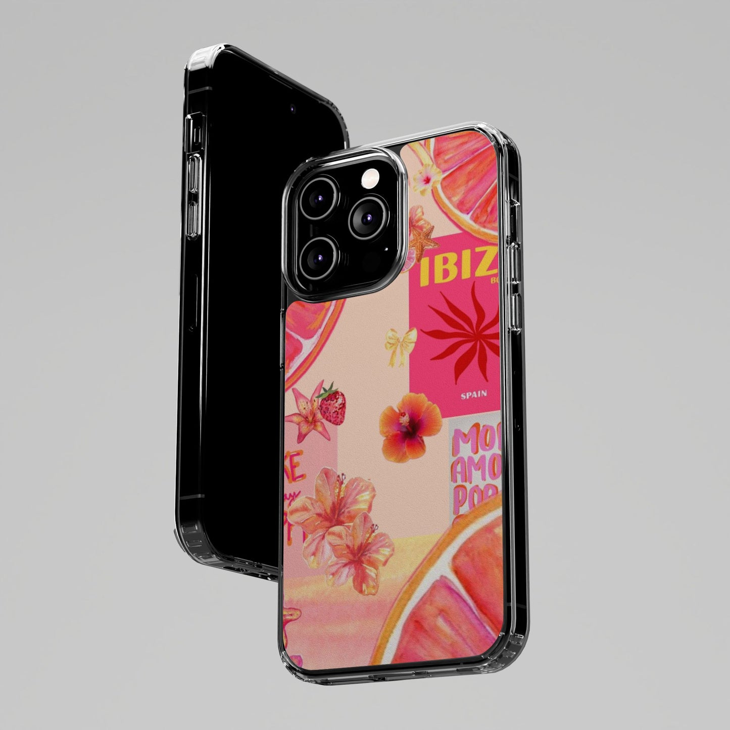 Clear Impact Phone Case — Pink Ibiza Citrus Floral Design