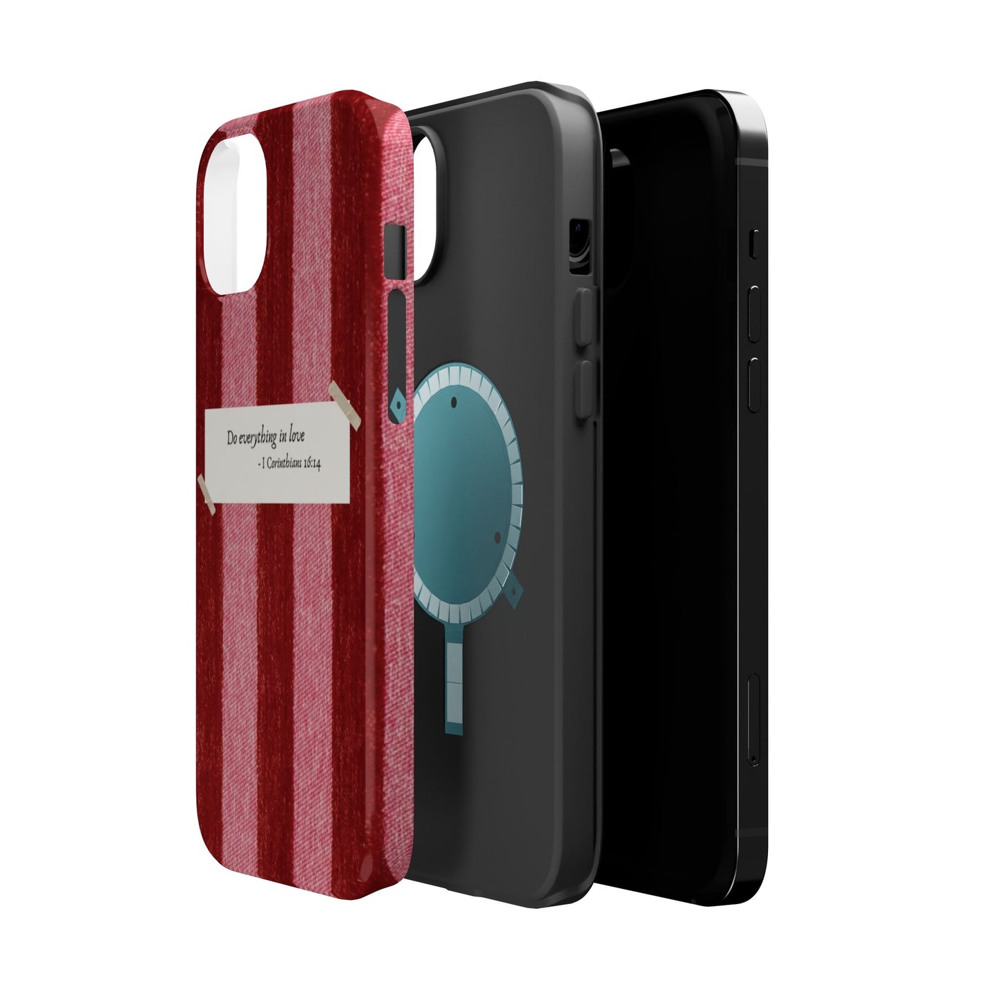 Christian Quote Red Stripe Phone Case — “Do everything in love” Magnetic Impact-Resistant Case