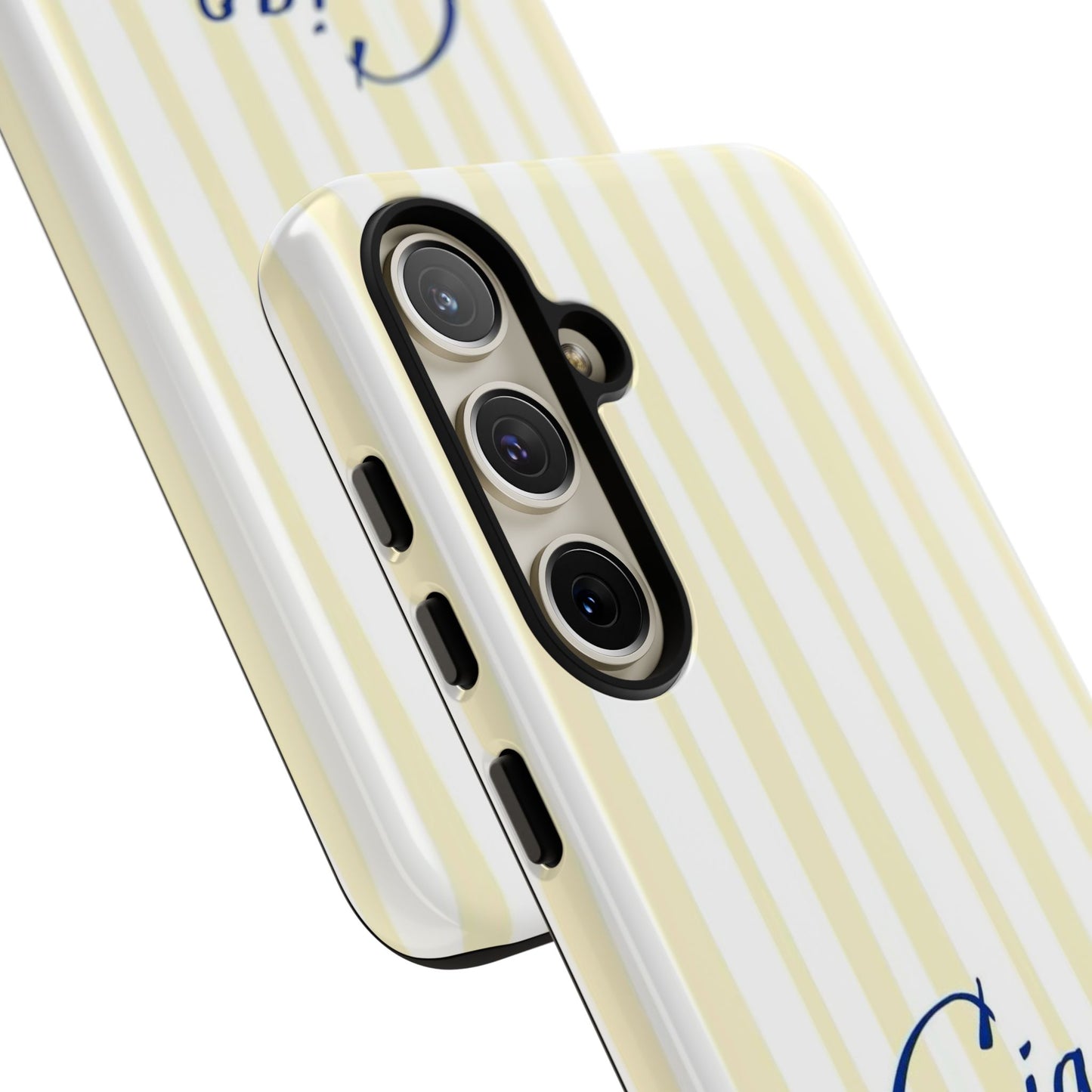 Ciao Bella Phone Case – Striped Elegant Italian Script Protective Cover