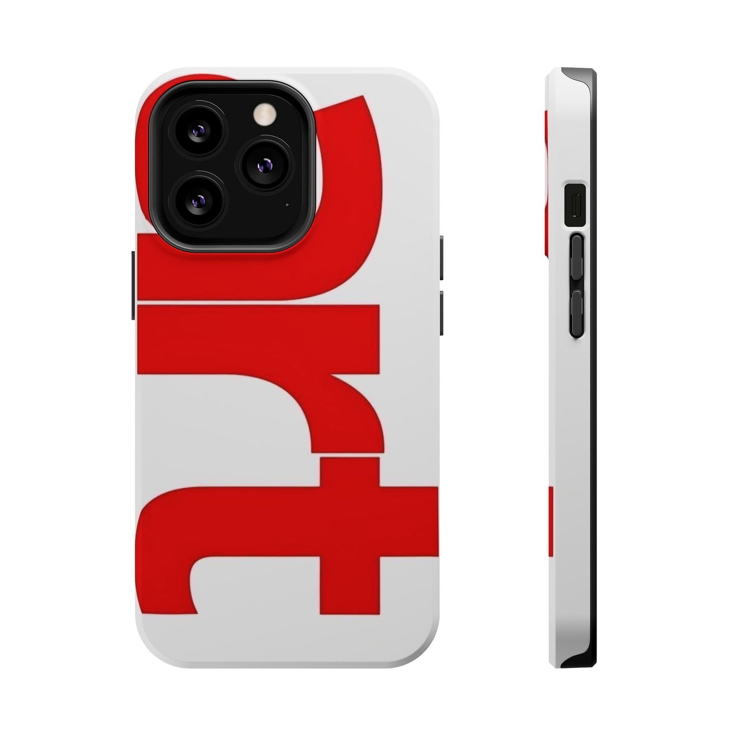 Magnetic Impact-Resistant Phone Case — Bold Red Typographic Design