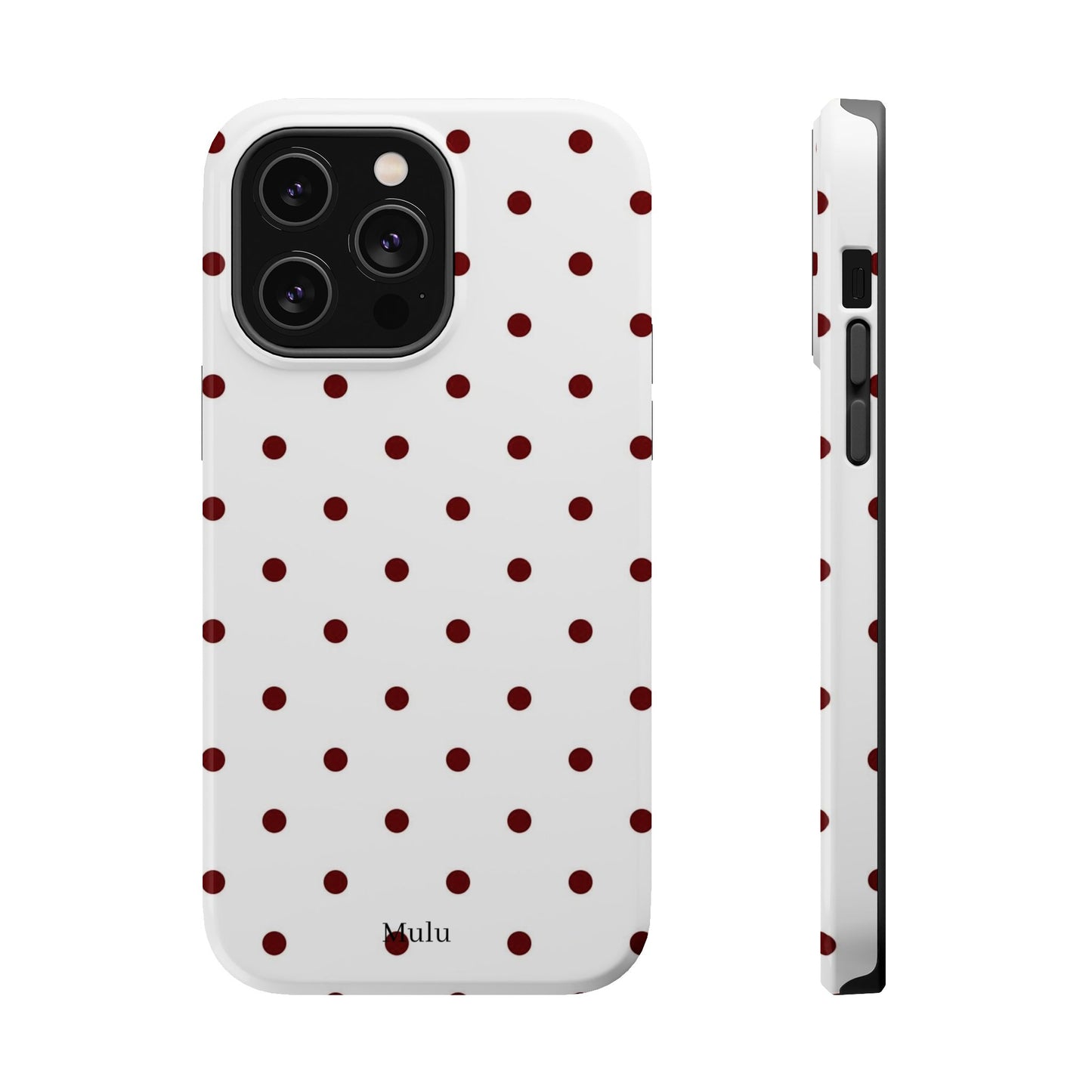 Polka Dot Magnetic Impact-Resistant Phone Case — Red Dots on White