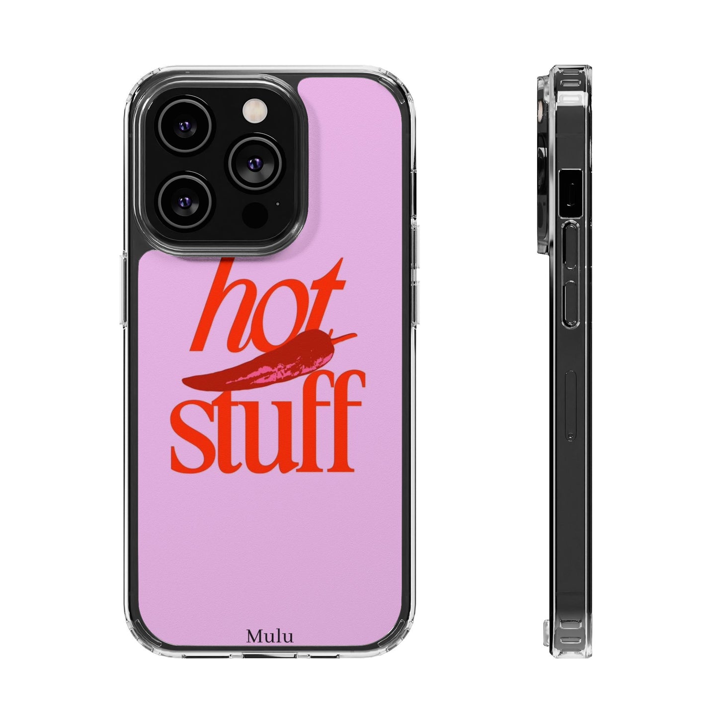 Hot Stuff Clear Impact Phone Case — Pink Retro Typography iPhone Cover