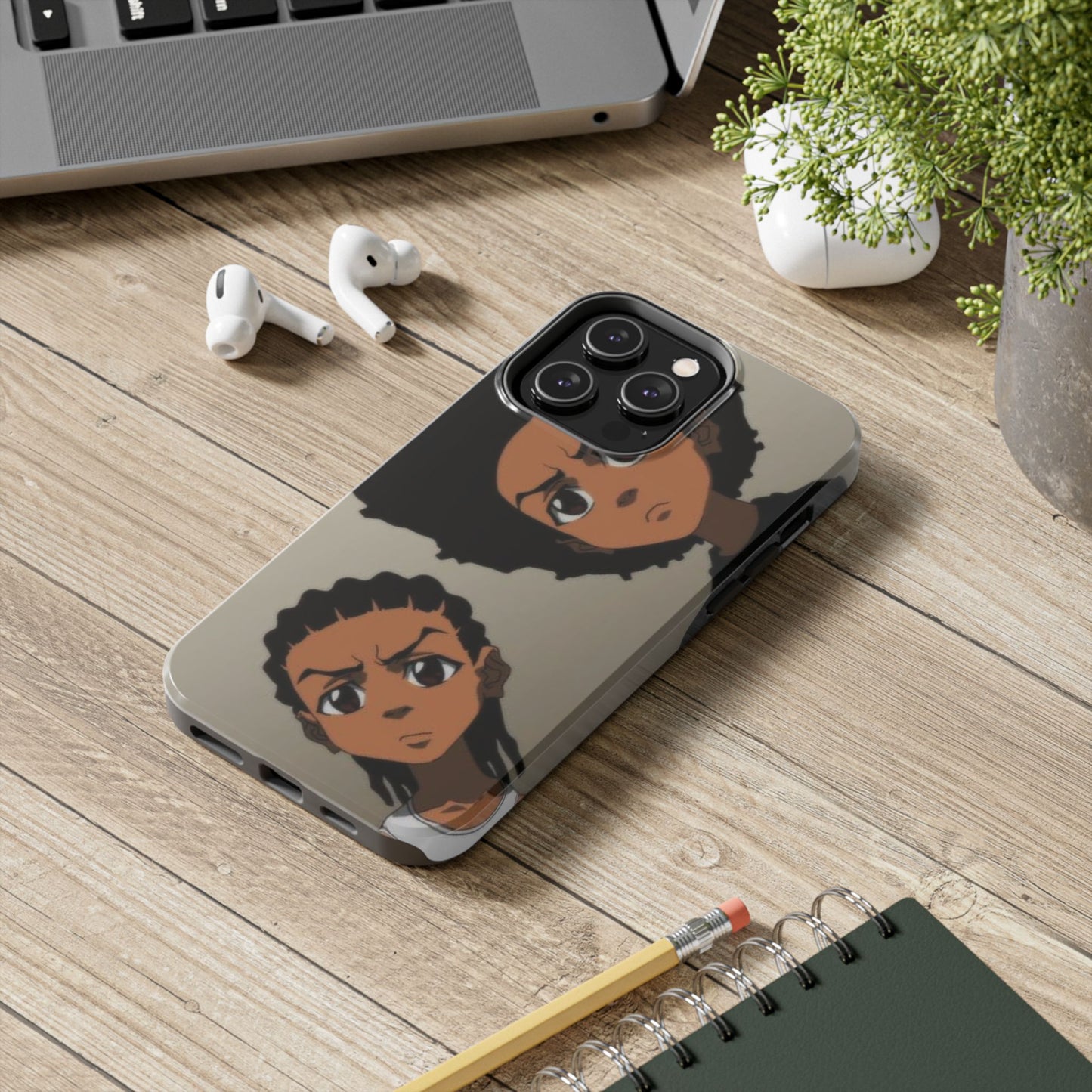 Tough Phone Case — Afro Anime Duo Face Design, Protective Shockproof Cover