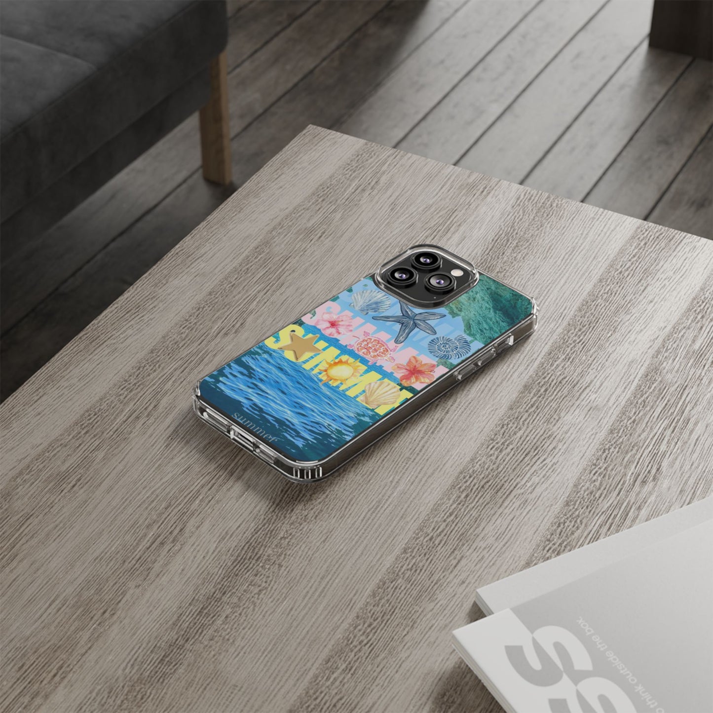 Clear Summer Beach Phone Case — Impact‑Resistant Tropical Design
