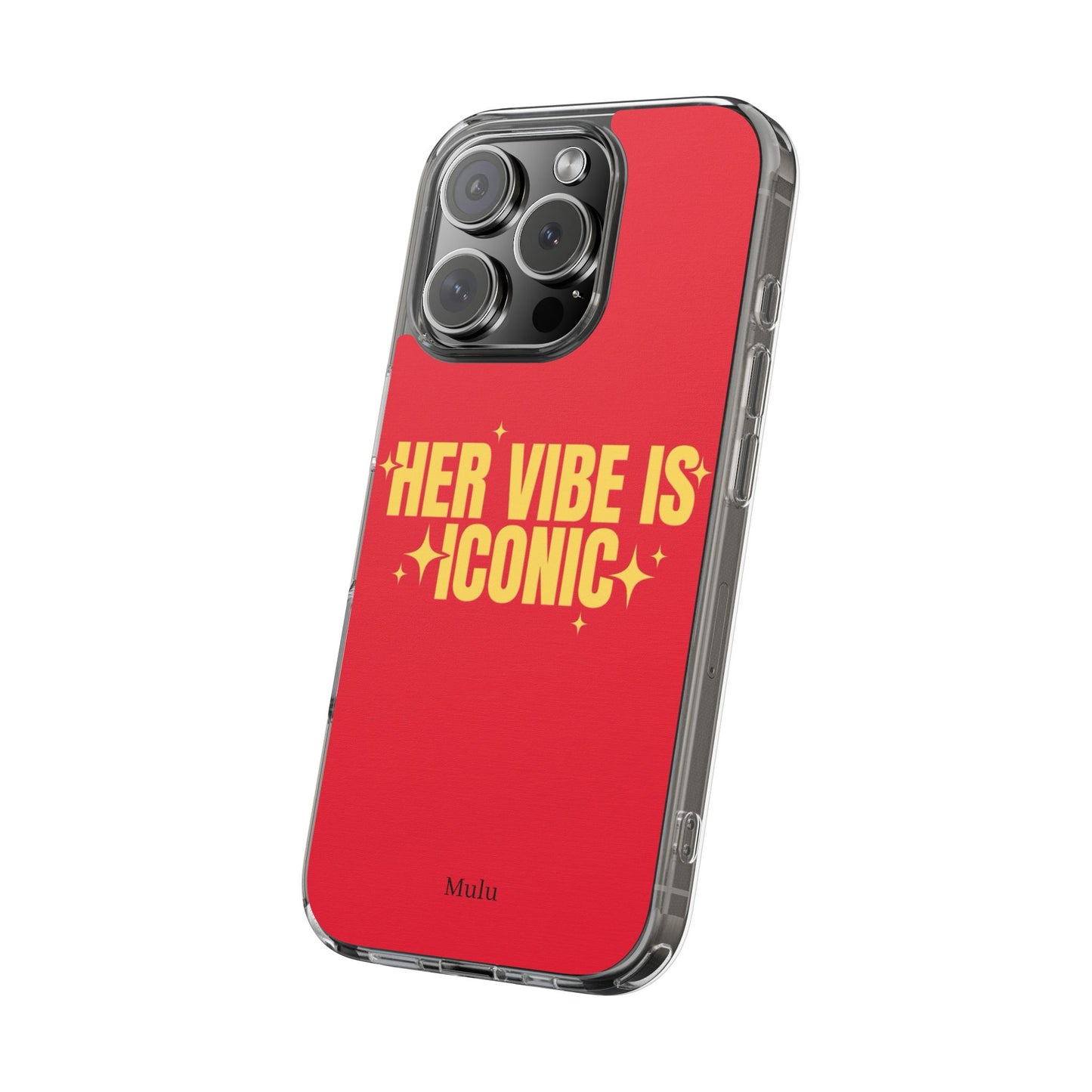 Clear Impact-Resistant Phone Case — "Her Vibe Is Iconic" Red Protective Cover