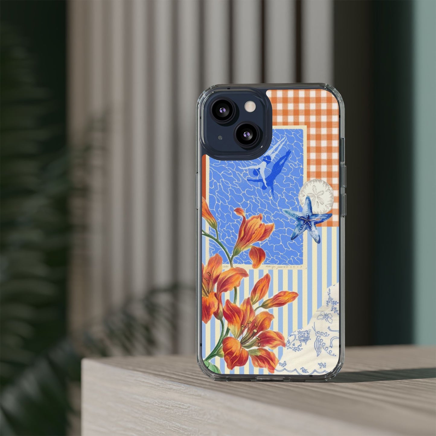 Floral Patchwork Clear Impact-Resistant Phone Case