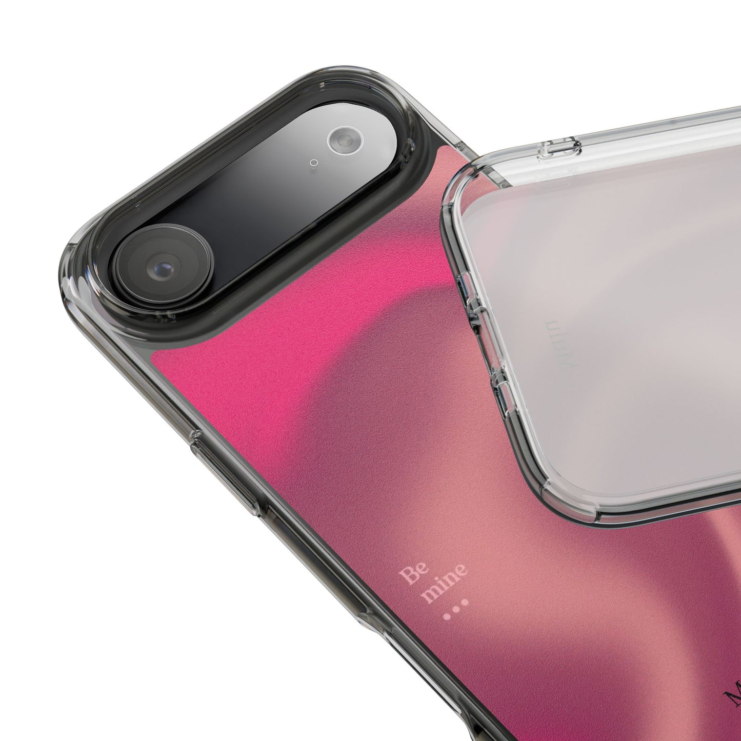 Clear Impact Phone Case — Pink Satin Swirl "Be mine" Design