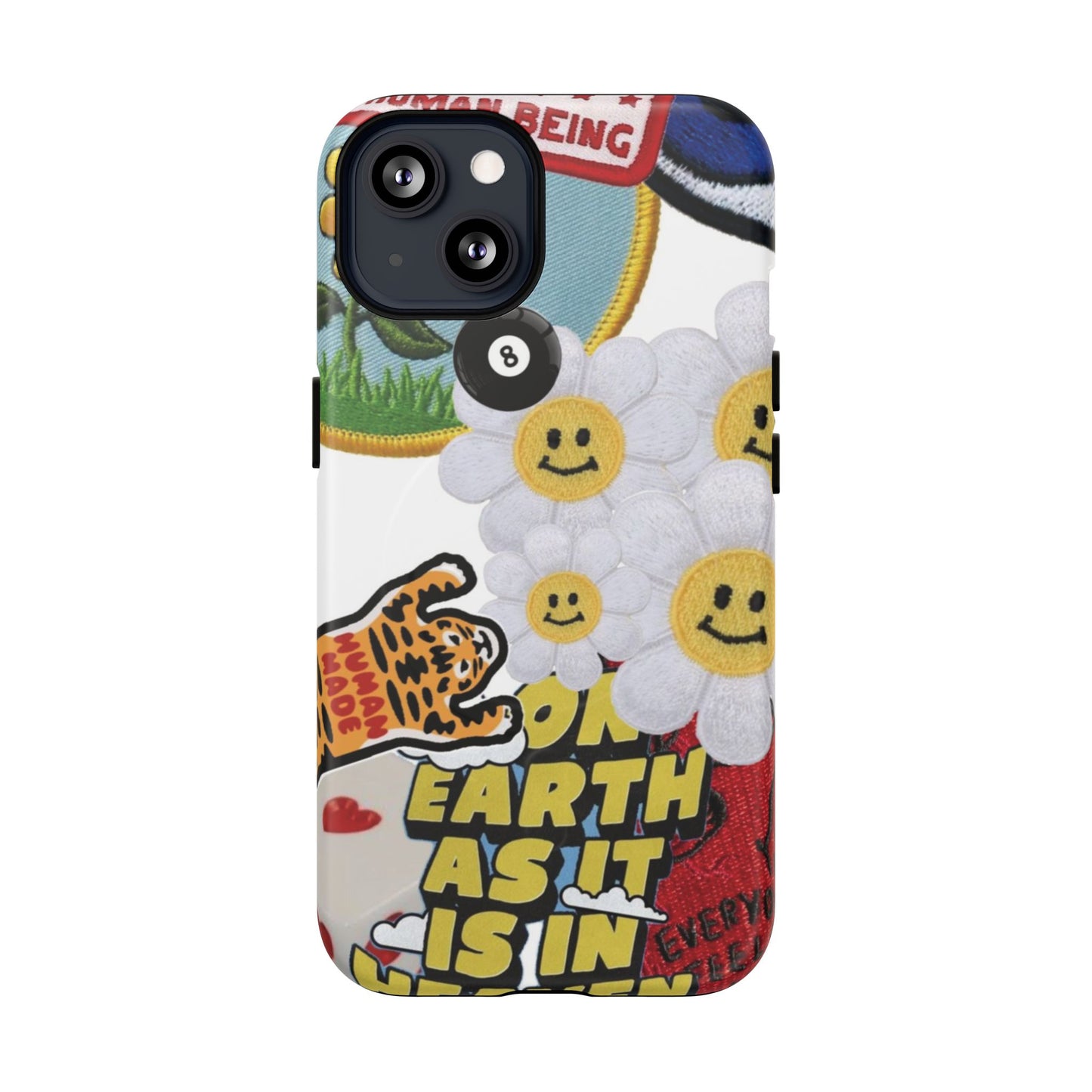 Phone Case — Retro Smiley Daisy Collage Tough Magnetic Cover