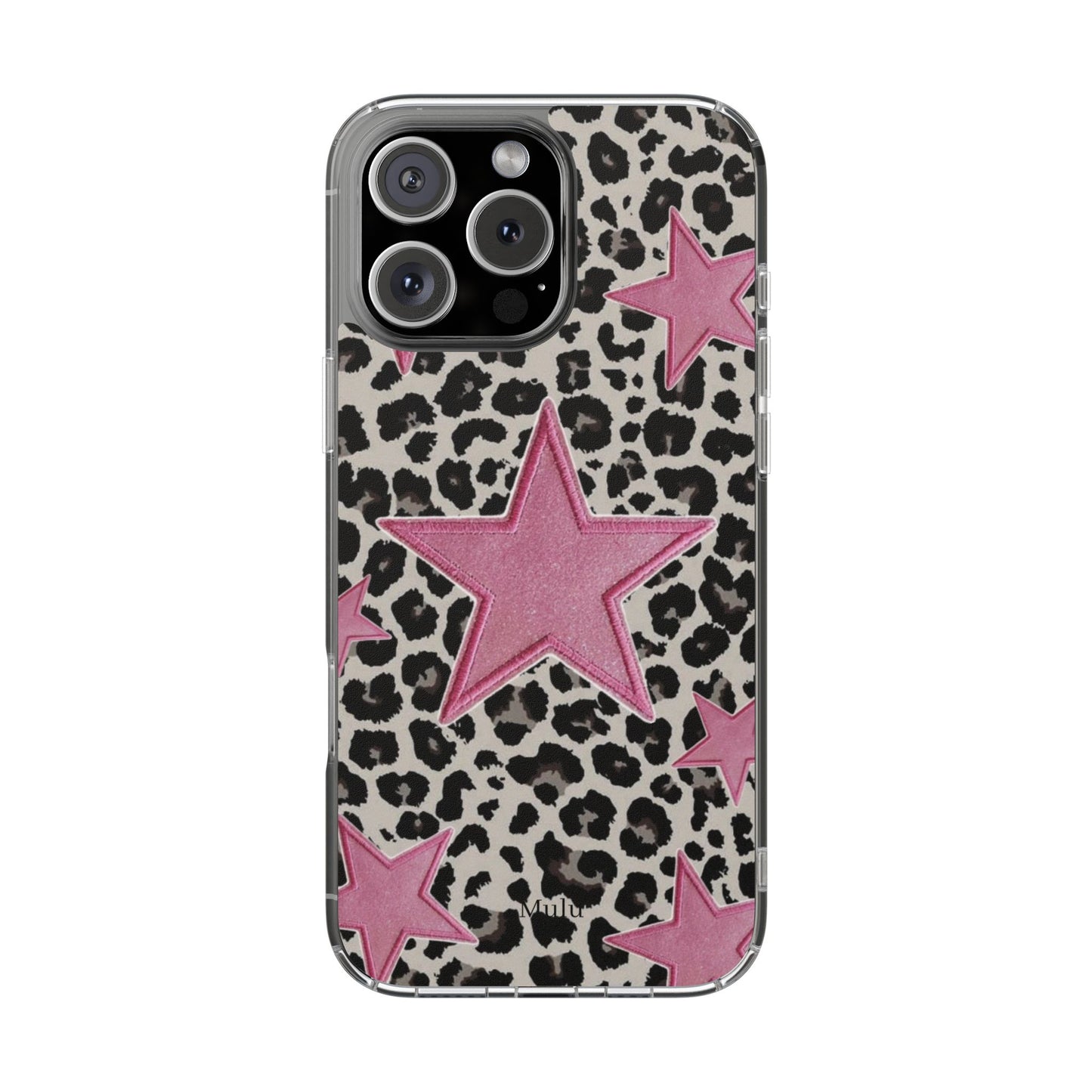 Pink Star Leopard Clear Impact Phone Case