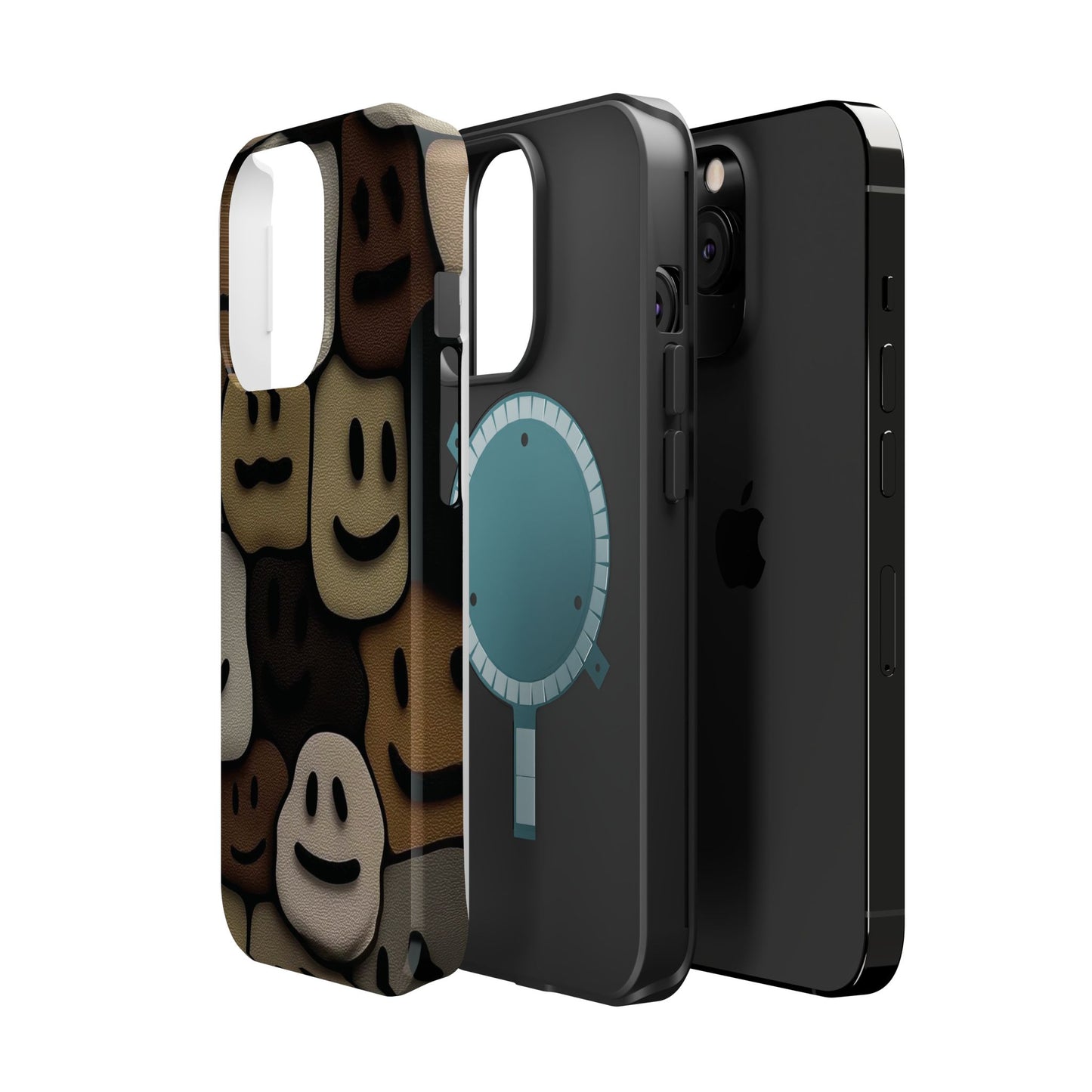 Magnetic Impact-Resistant Case — Brown Smiley Tile Phone Cover