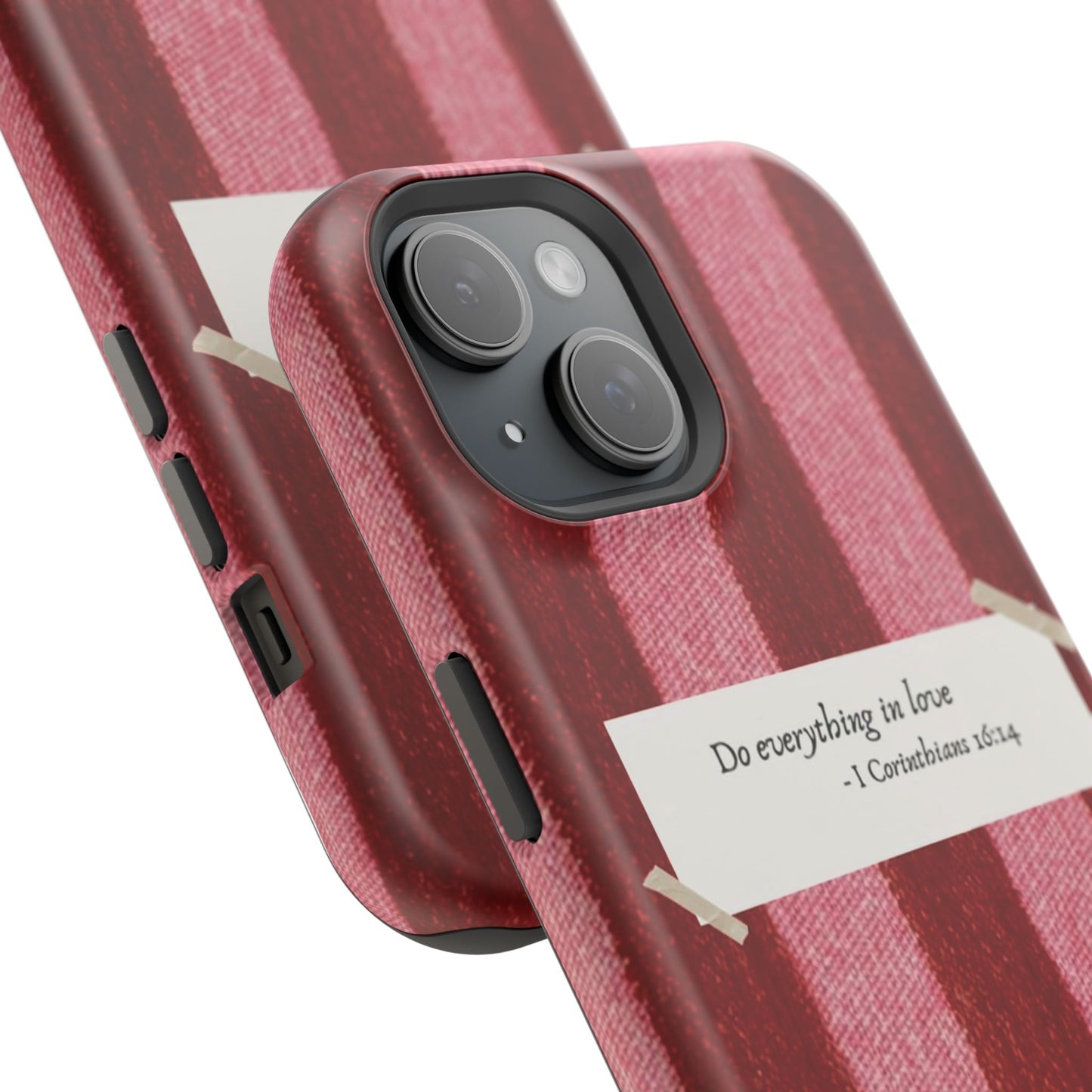 Christian Quote Red Stripe Phone Case — “Do everything in love” Magnetic Impact-Resistant Case