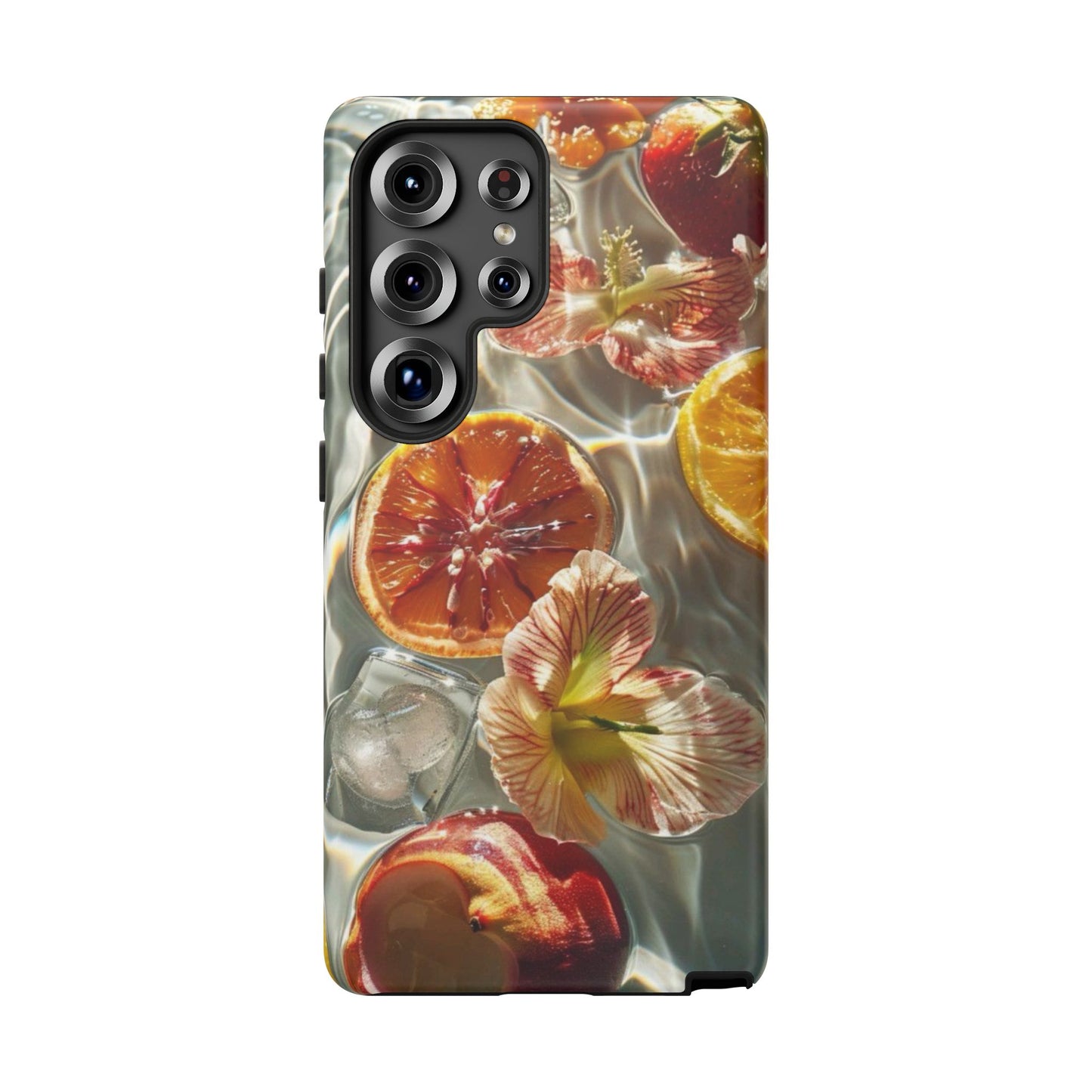 Citrus & Hibiscus Protective Phone Case – Summer Fruit Water Print Tough Case