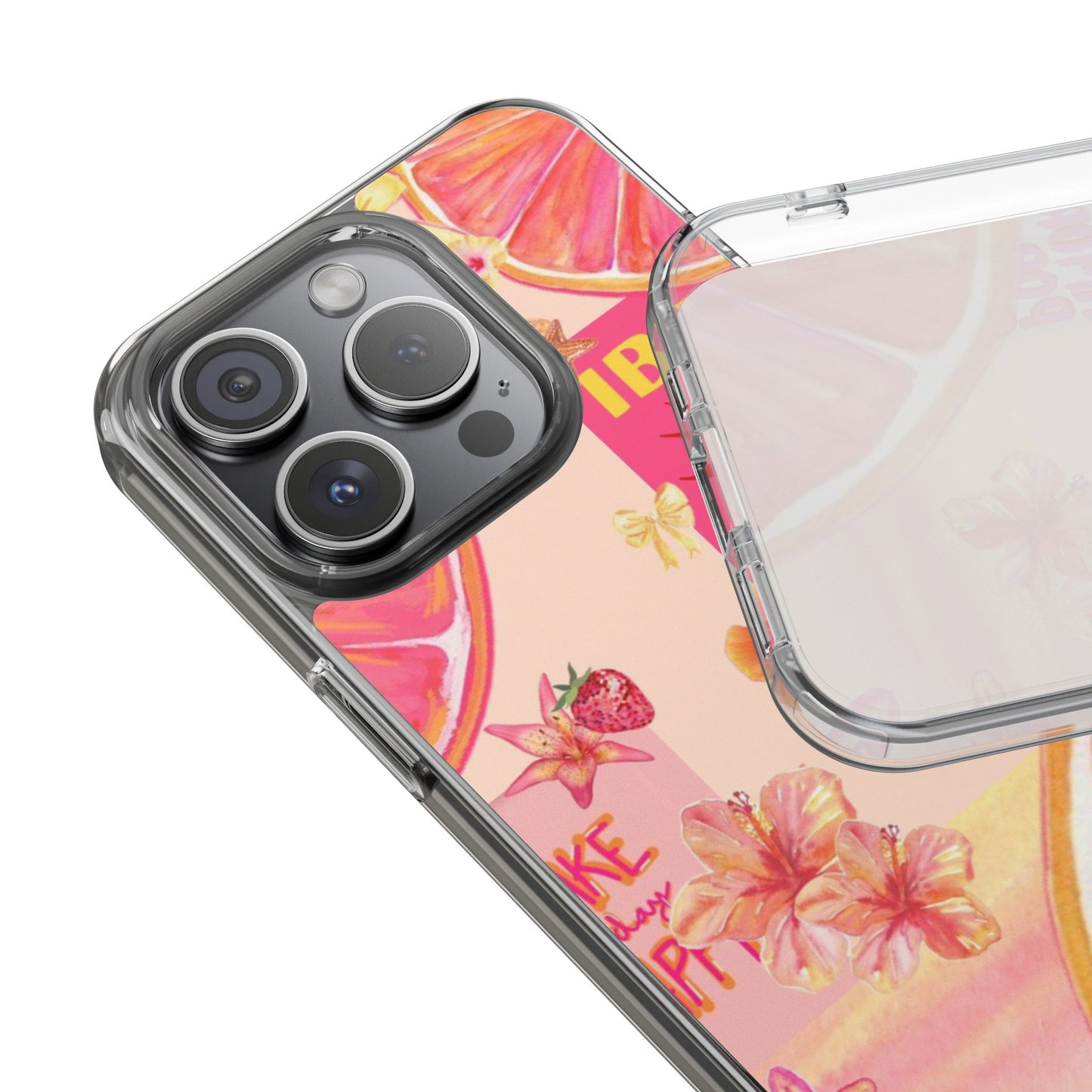 Clear Impact Phone Case — Pink Ibiza Citrus Floral Design