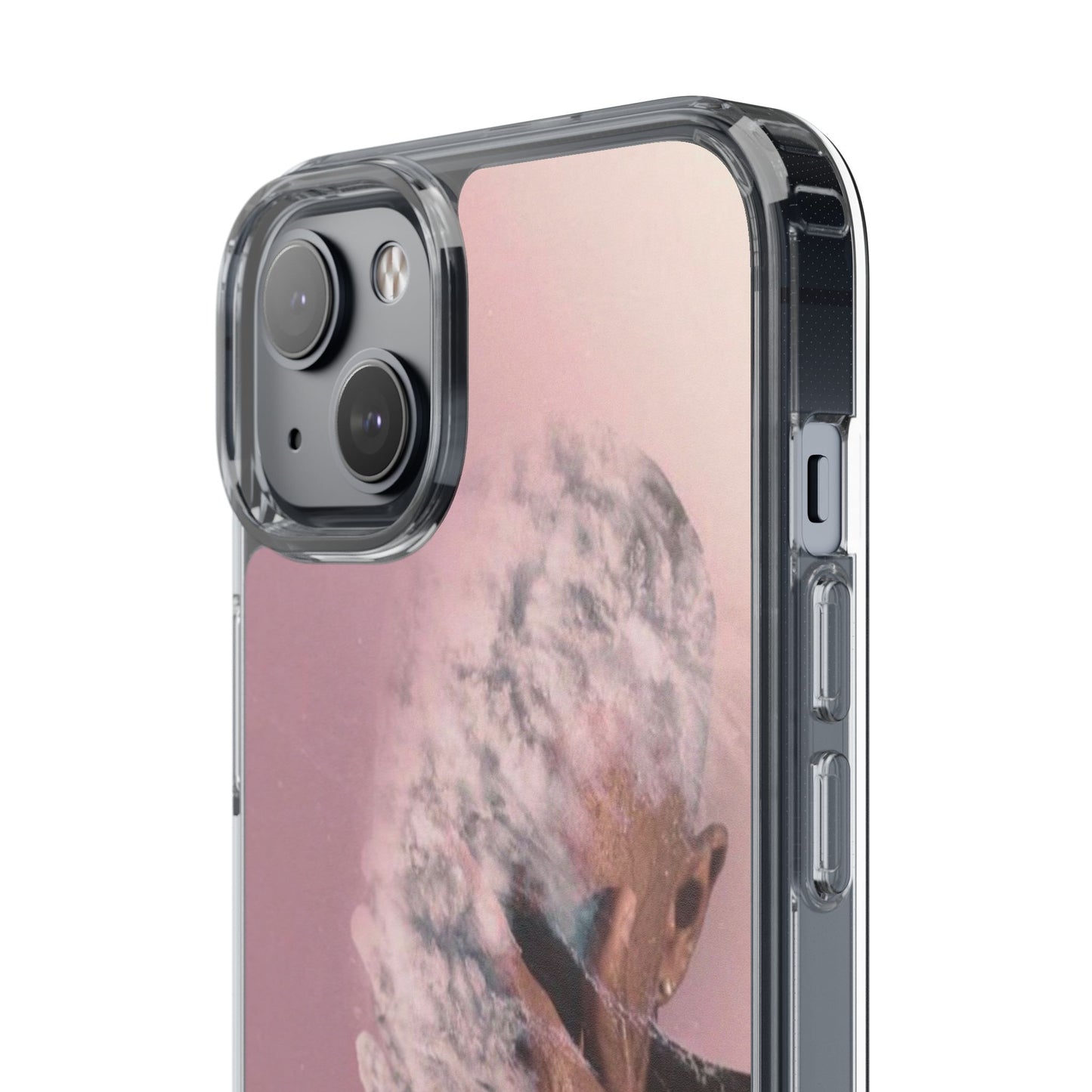 Clear Phone Case — Pink Floral Smoke Art iPhone Case