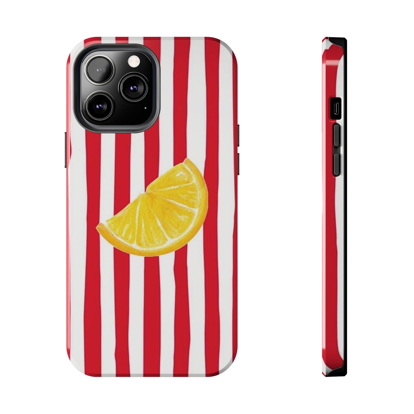 Lemon Slice Red & White Stripe Tough Phone Case