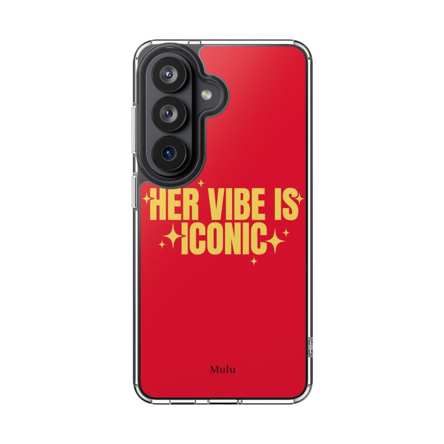 Clear Impact-Resistant Phone Case — "Her Vibe Is Iconic" Red Protective Cover