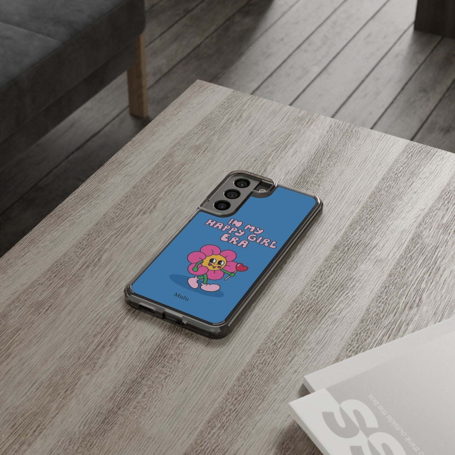 Clear Impact-Resistant Phone Case — “I’m My Happy Girl Era” Cute Flower Design