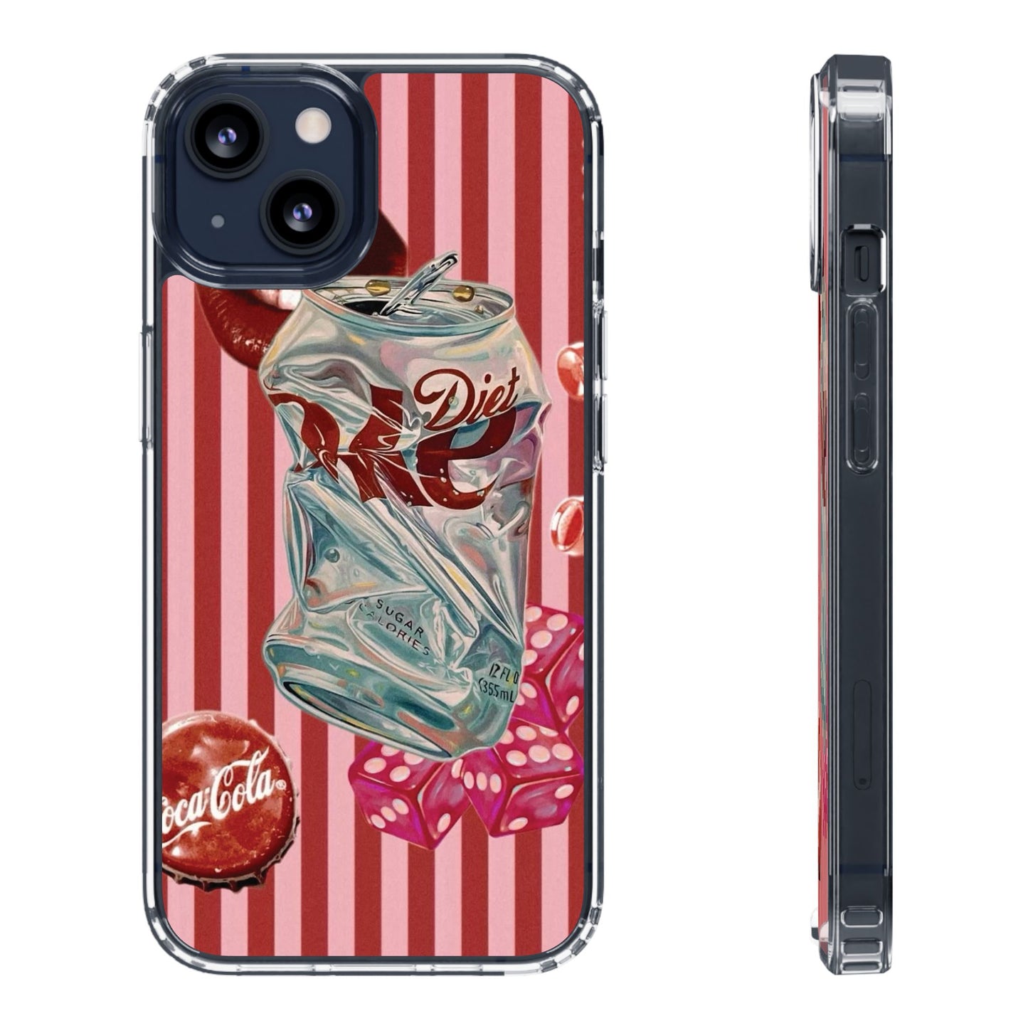 Diet Cola Crush Clear Phone Case – Retro Soda Pop Design