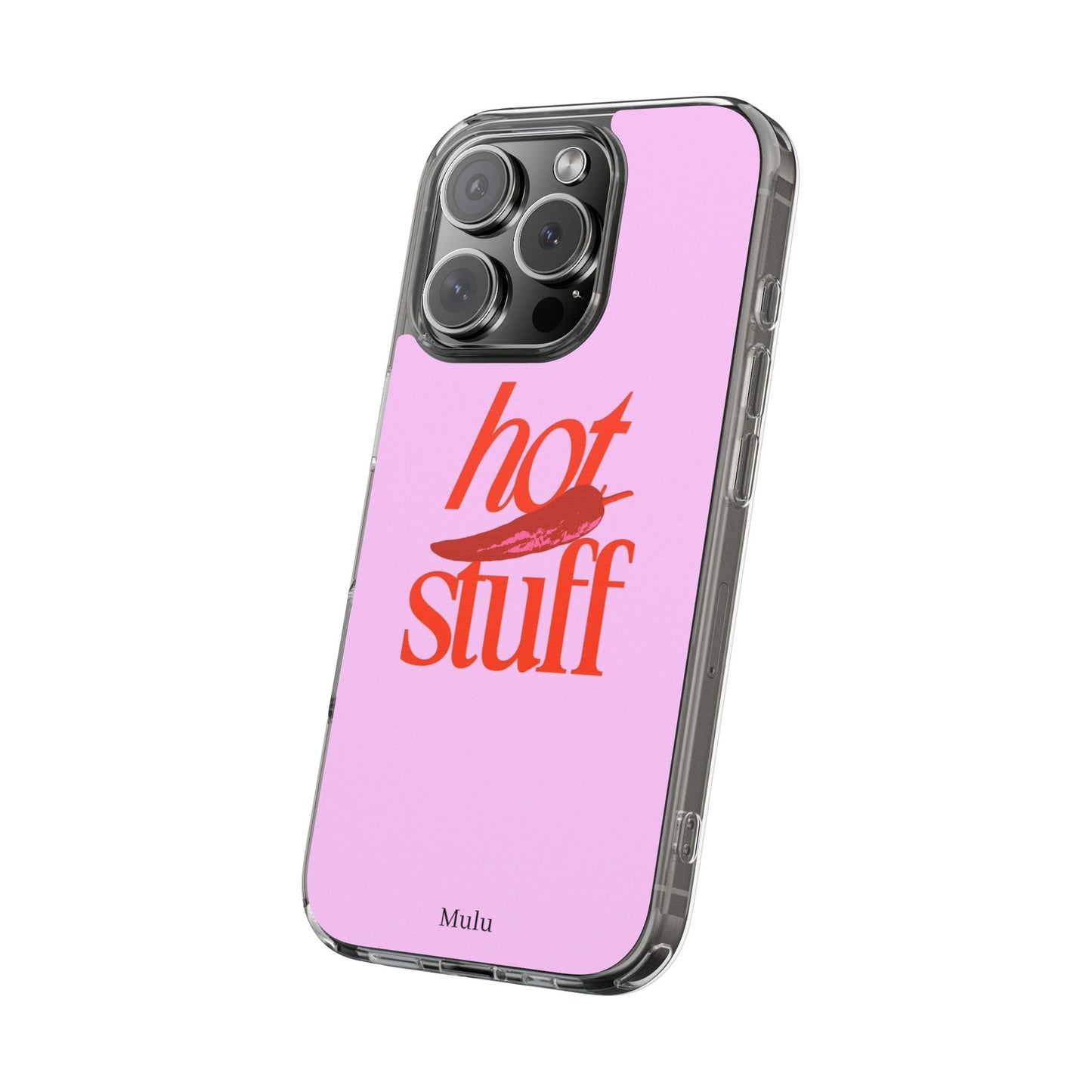 Hot Stuff Clear Impact Phone Case — Pink Retro Typography iPhone Cover
