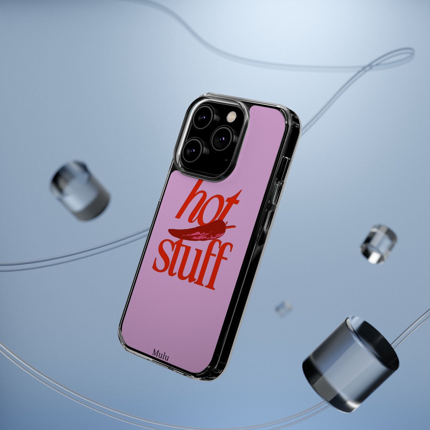 Hot Stuff Clear Impact Phone Case — Pink Retro Typography iPhone Cover