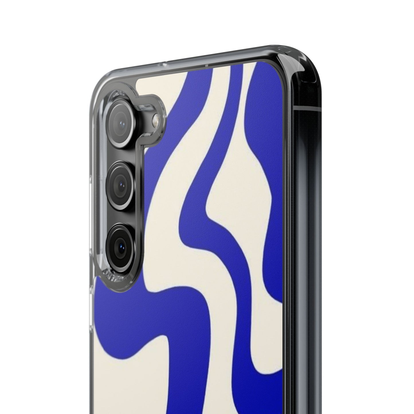 Clear Impact-Resistant Case — Blue Abstract Wavy Pattern