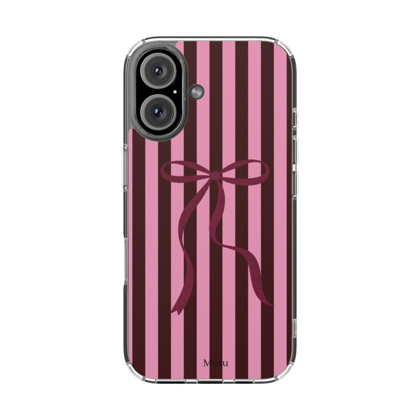 Pink Striped Ribbon Clear Impact-Resistant Phone Case