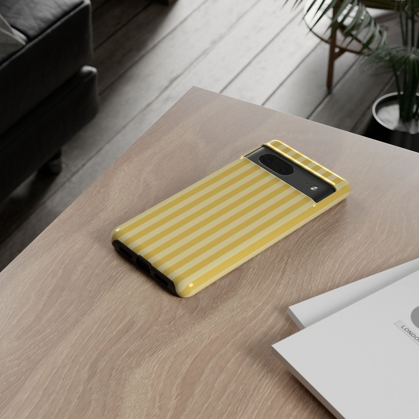 Yellow Stripe Tough Phone Case — Durable Protective iPhone Cover