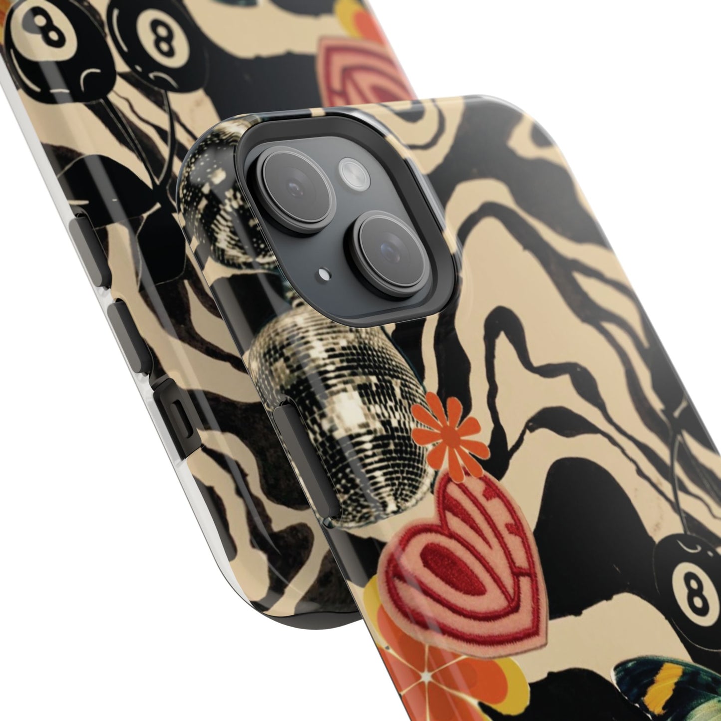 Phone Case — Retro Collage Magnetic Impact-Resistant Case with Butterfly & Zebra Print