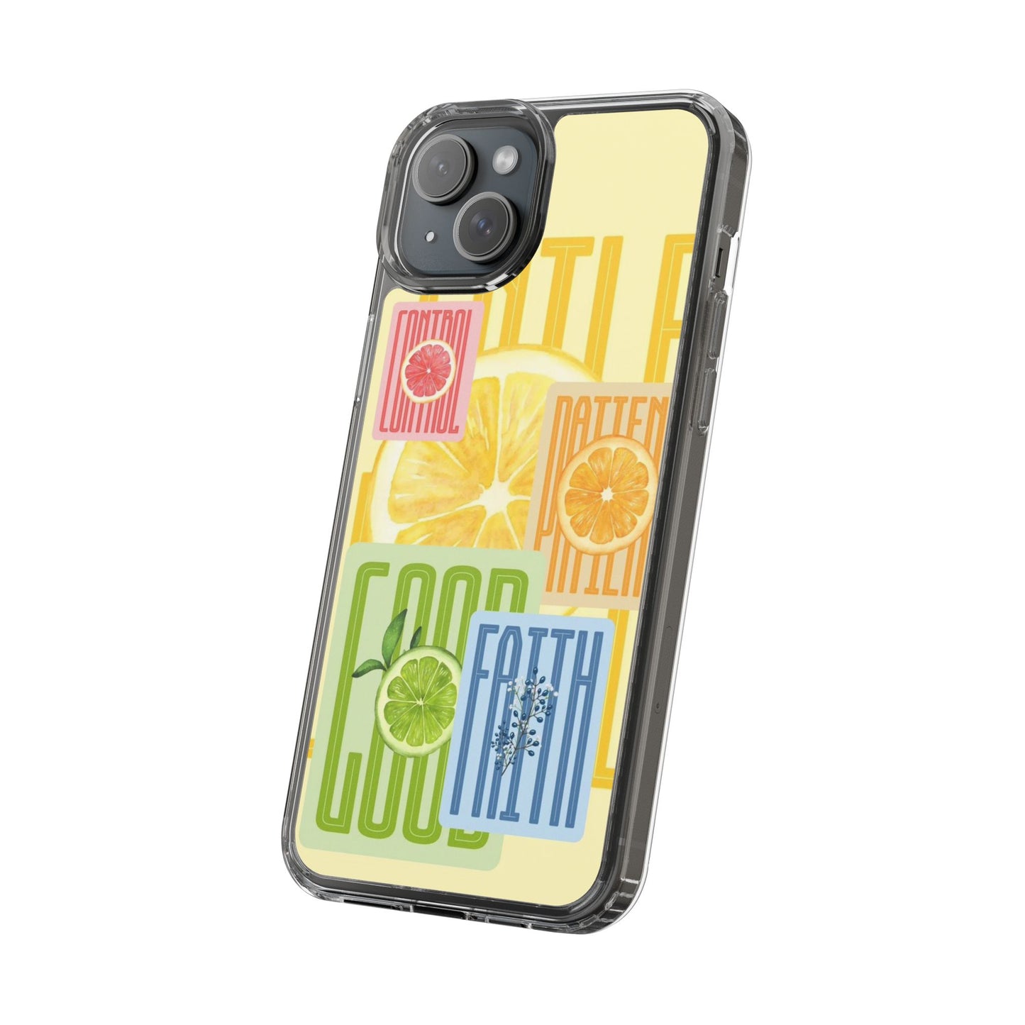 Clear Phone Case — Citrus Fruit Typography "Good Faith" Design