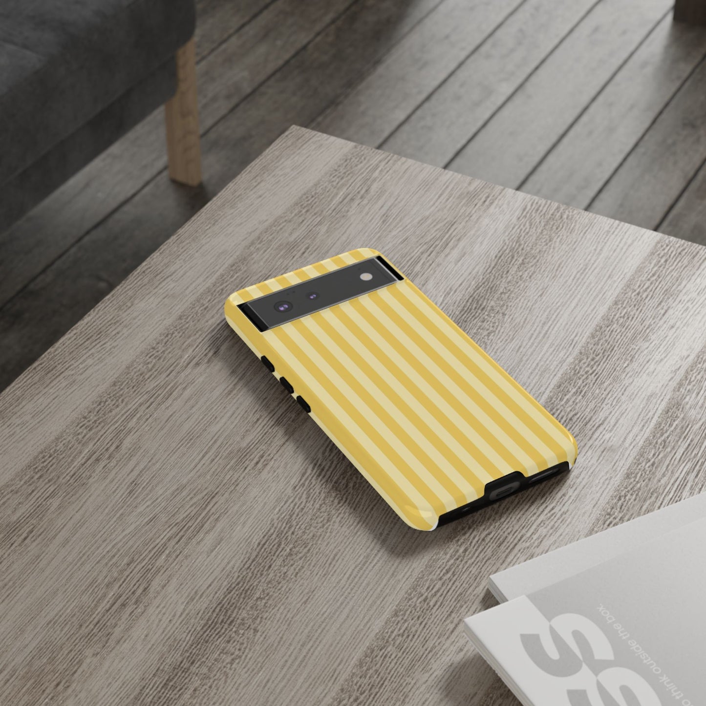 Yellow Stripe Tough Phone Case — Durable Protective iPhone Cover