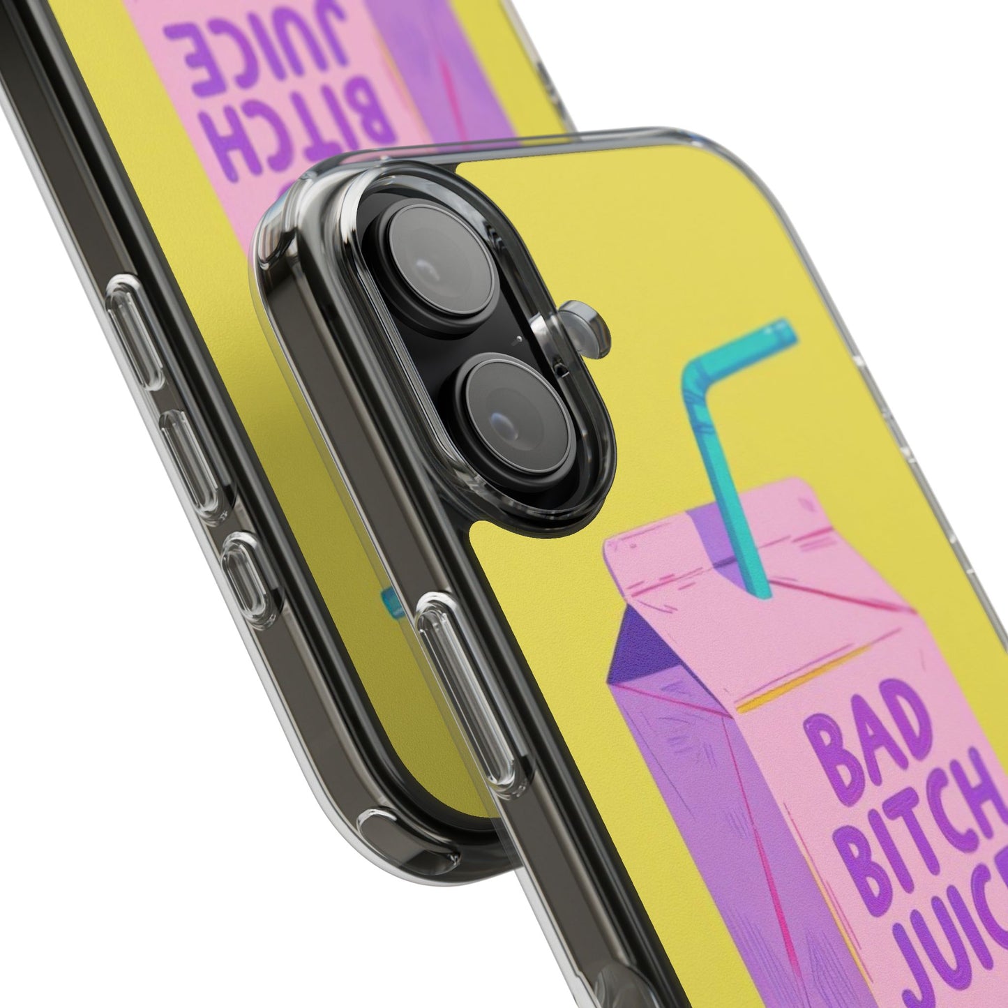 Clear Impact-Resistant Phone Case — "Bad Bitch Juice" Cartoon Juice Box Design