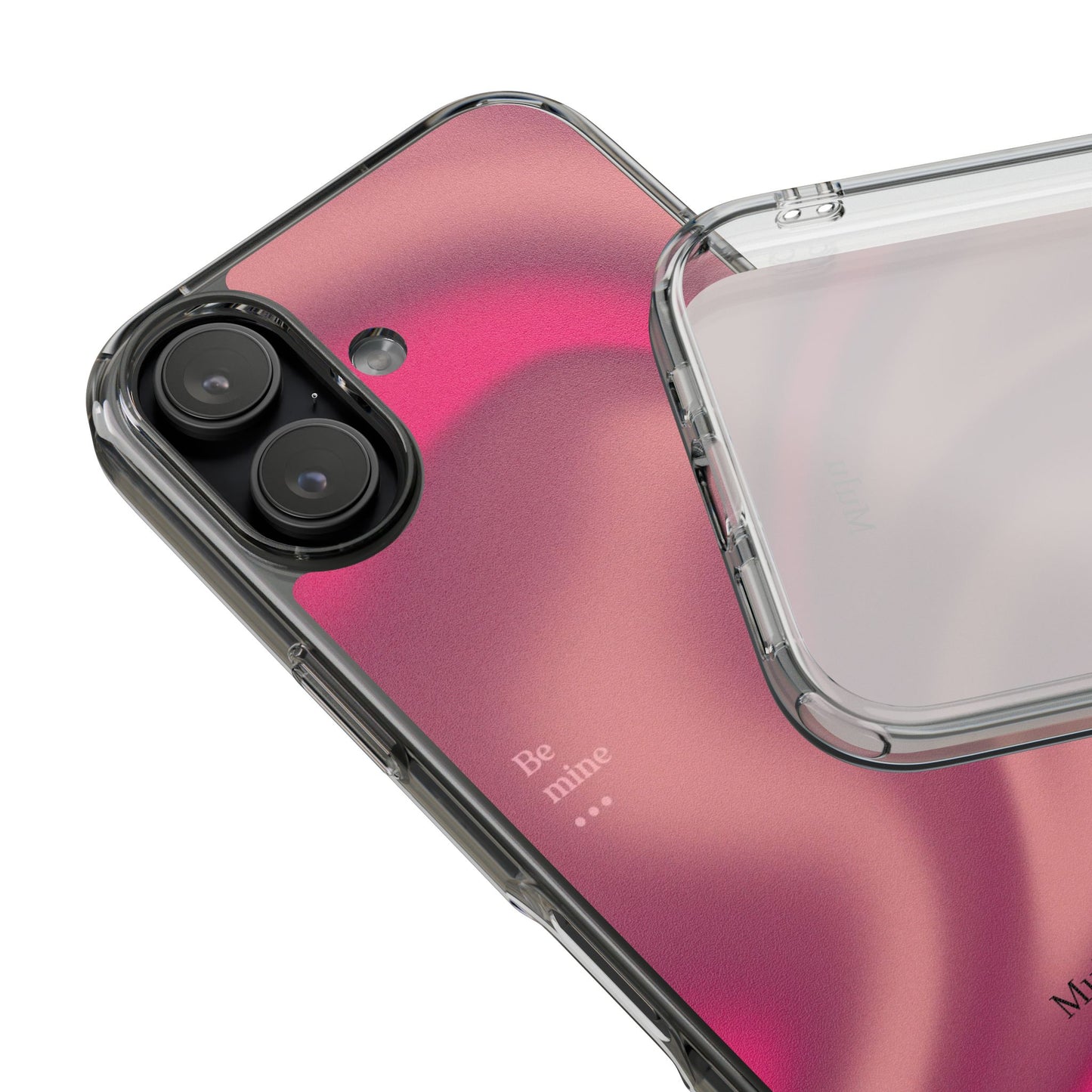 Clear Impact Phone Case — Pink Satin Swirl "Be mine" Design