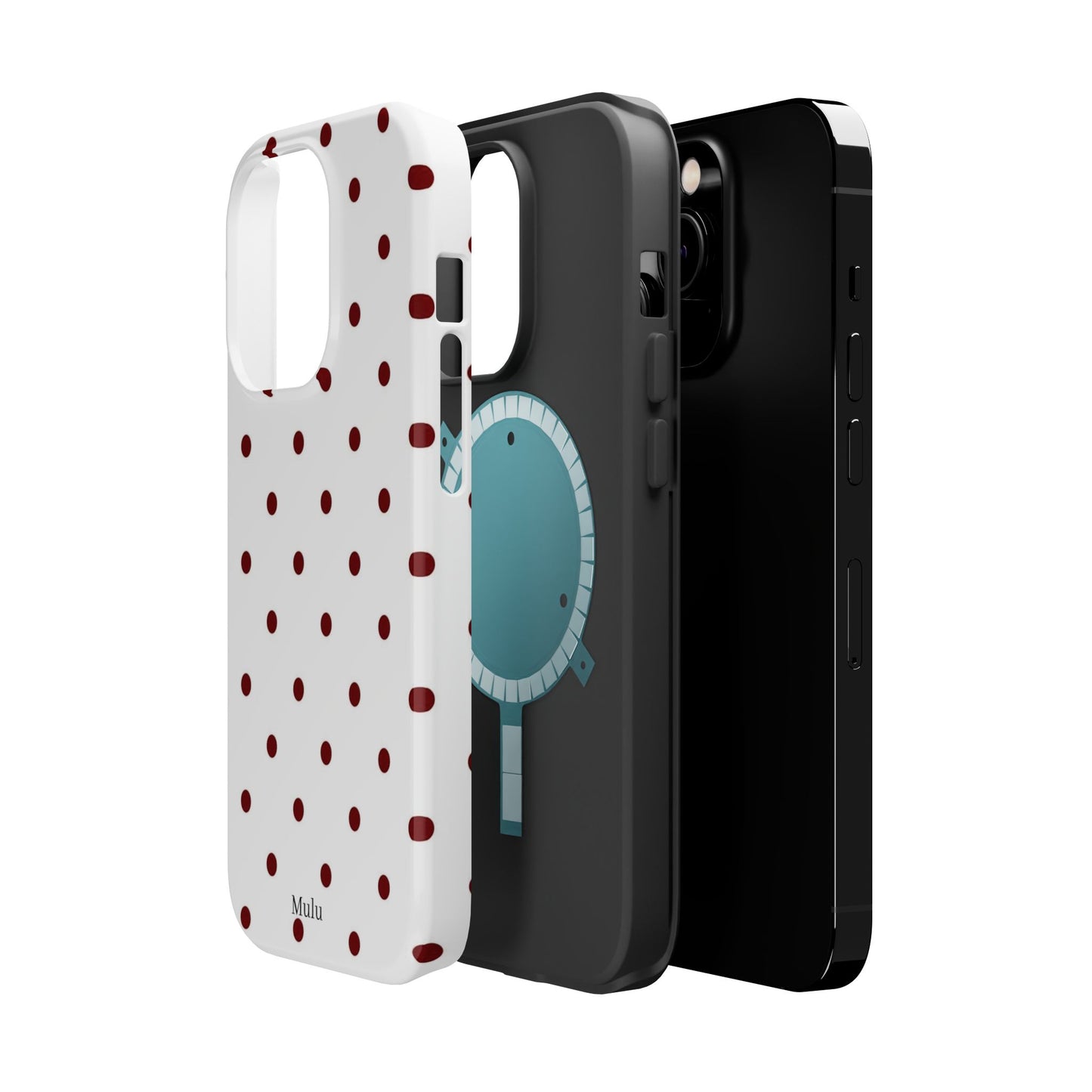 Polka Dot Magnetic Impact-Resistant Phone Case — Red Dots on White