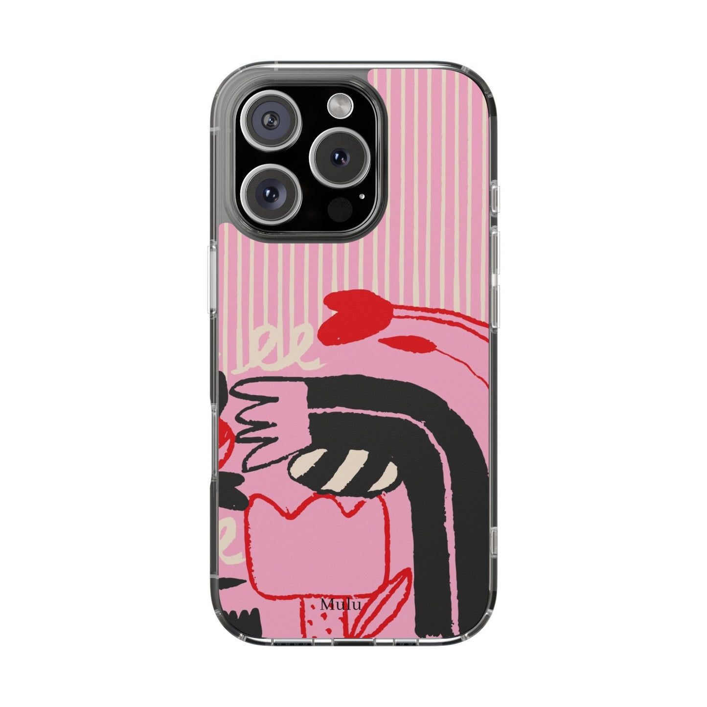 Clear Impact-Resistant Case — Pink Cute Heart Cartoon Design