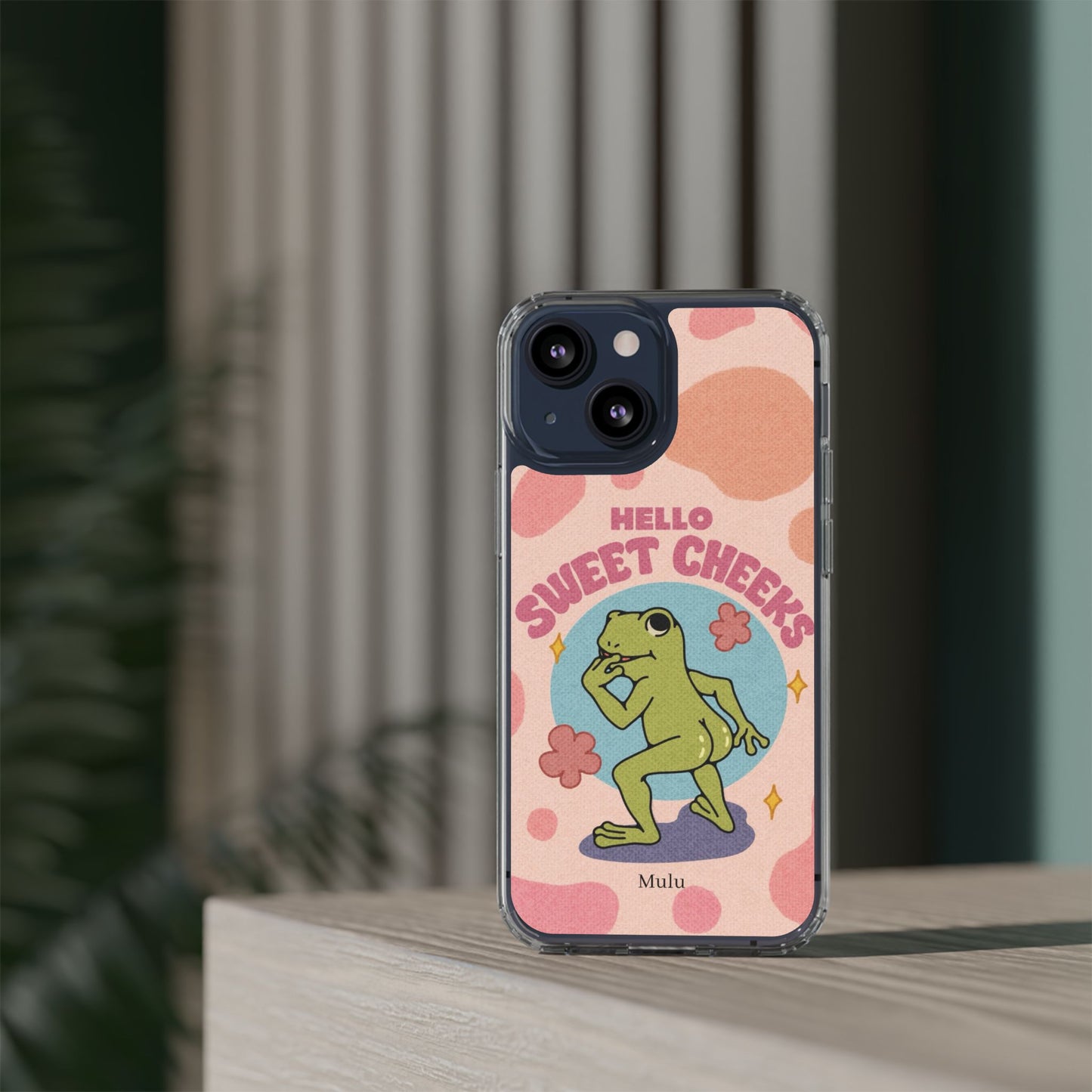 Clear Impact Phone Case — "Hello Sweet Cheeks" Retro Frog Design