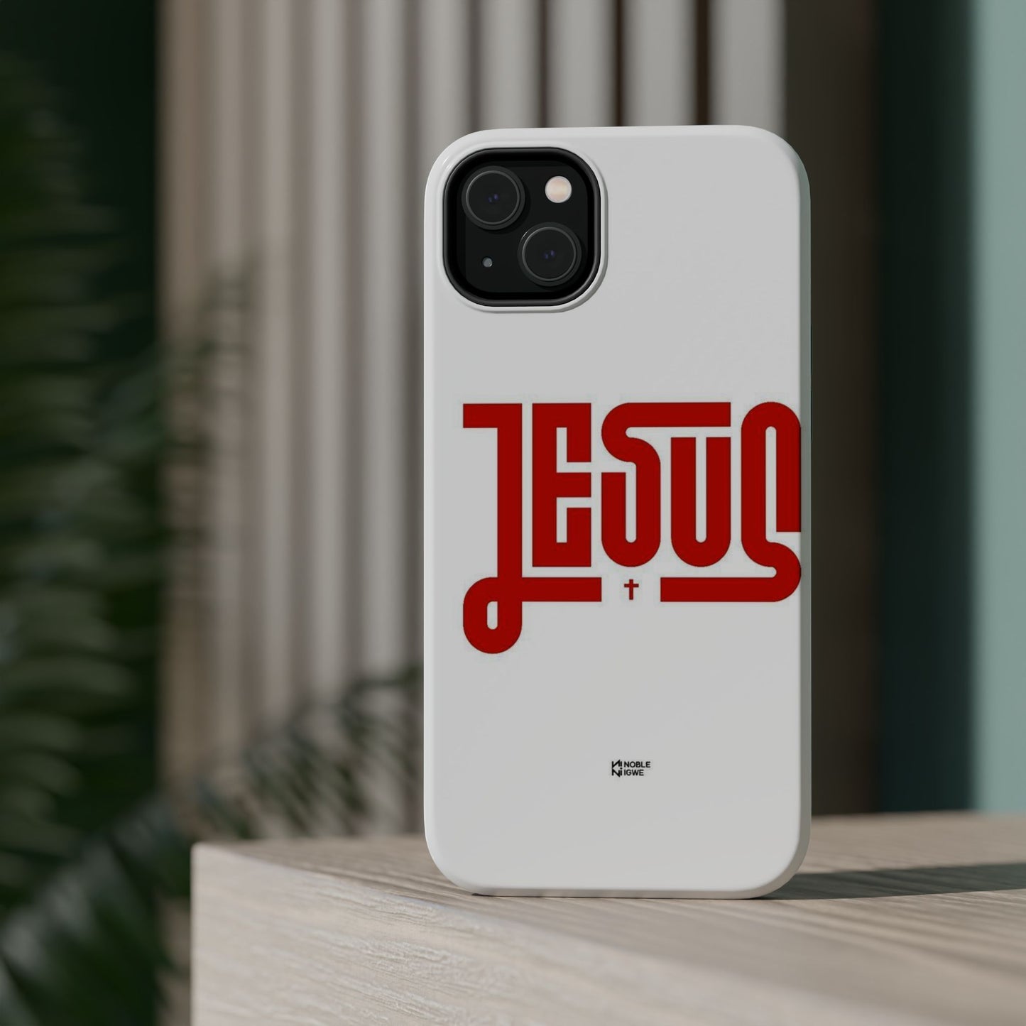 Jesus Magnetic Impact‑Resistant Phone Case — Bold Red Script Christian iPhone Cover