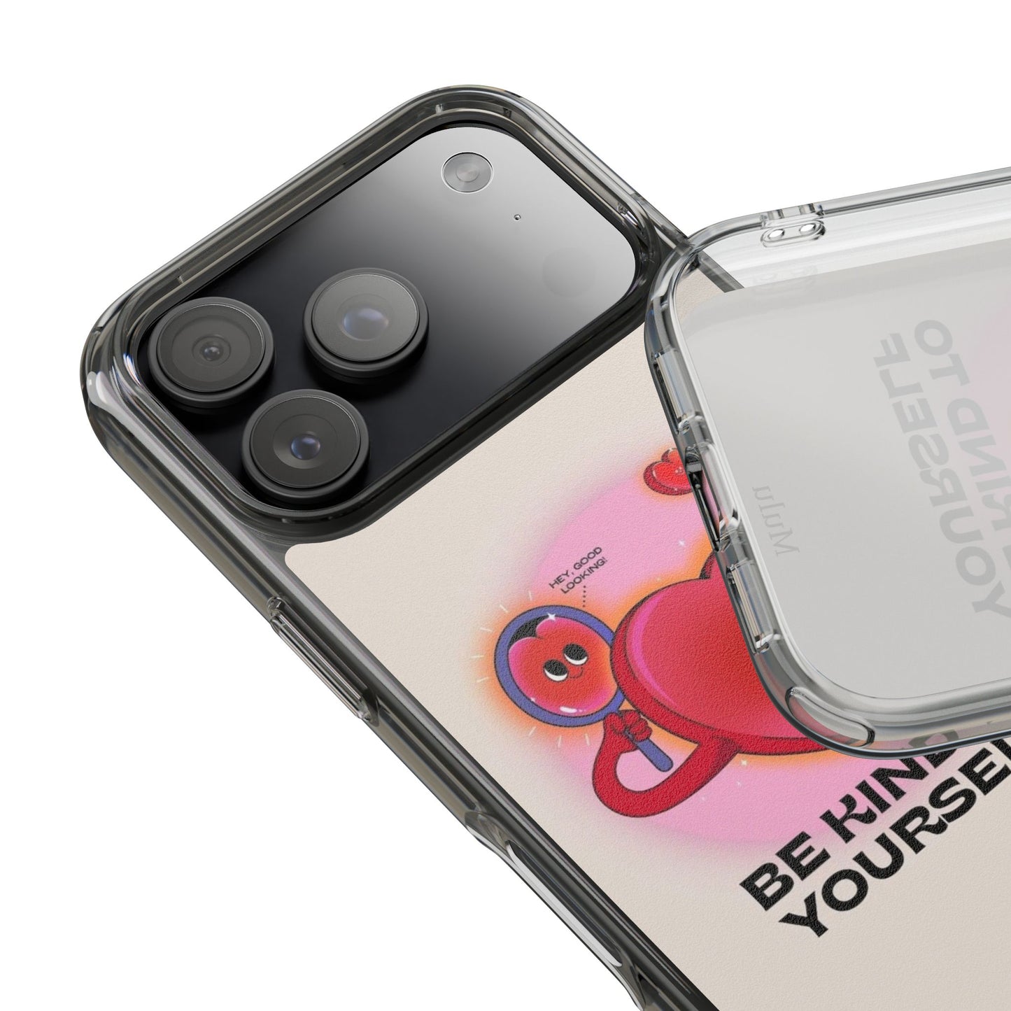 Clear Phone Case — "Be Kind to Yourself" Heart Design