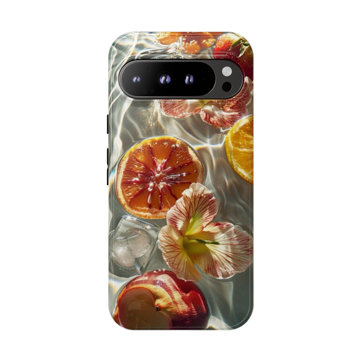 Citrus & Hibiscus Protective Phone Case – Summer Fruit Water Print Tough Case