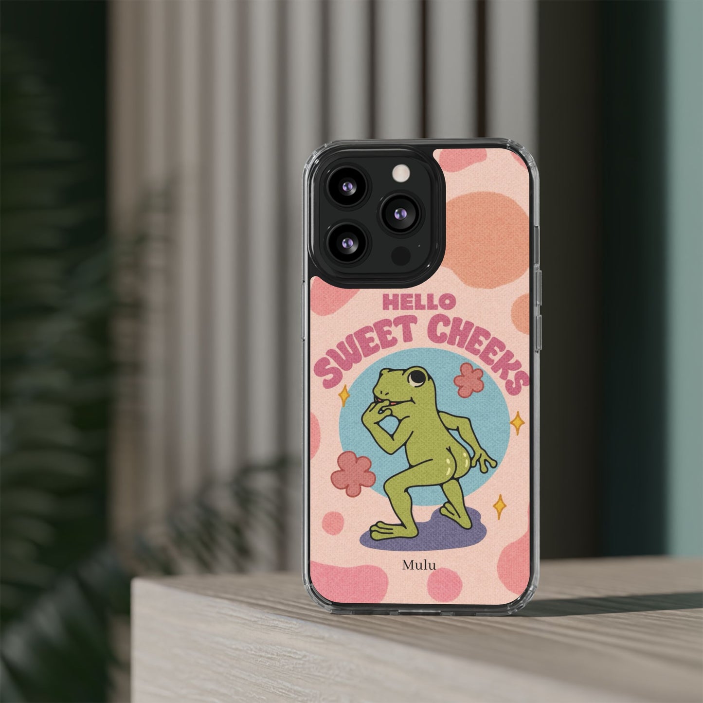 Clear Impact Phone Case — "Hello Sweet Cheeks" Retro Frog Design