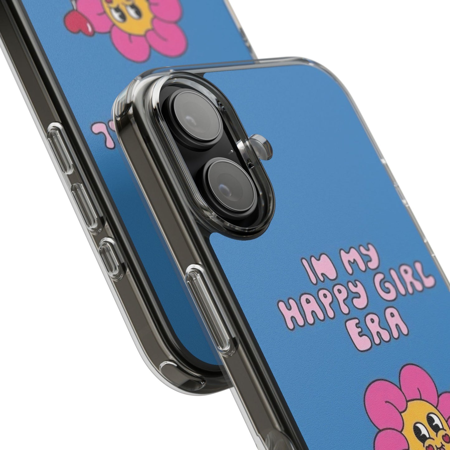 Clear Impact-Resistant Phone Case — “I’m My Happy Girl Era” Cute Flower Design