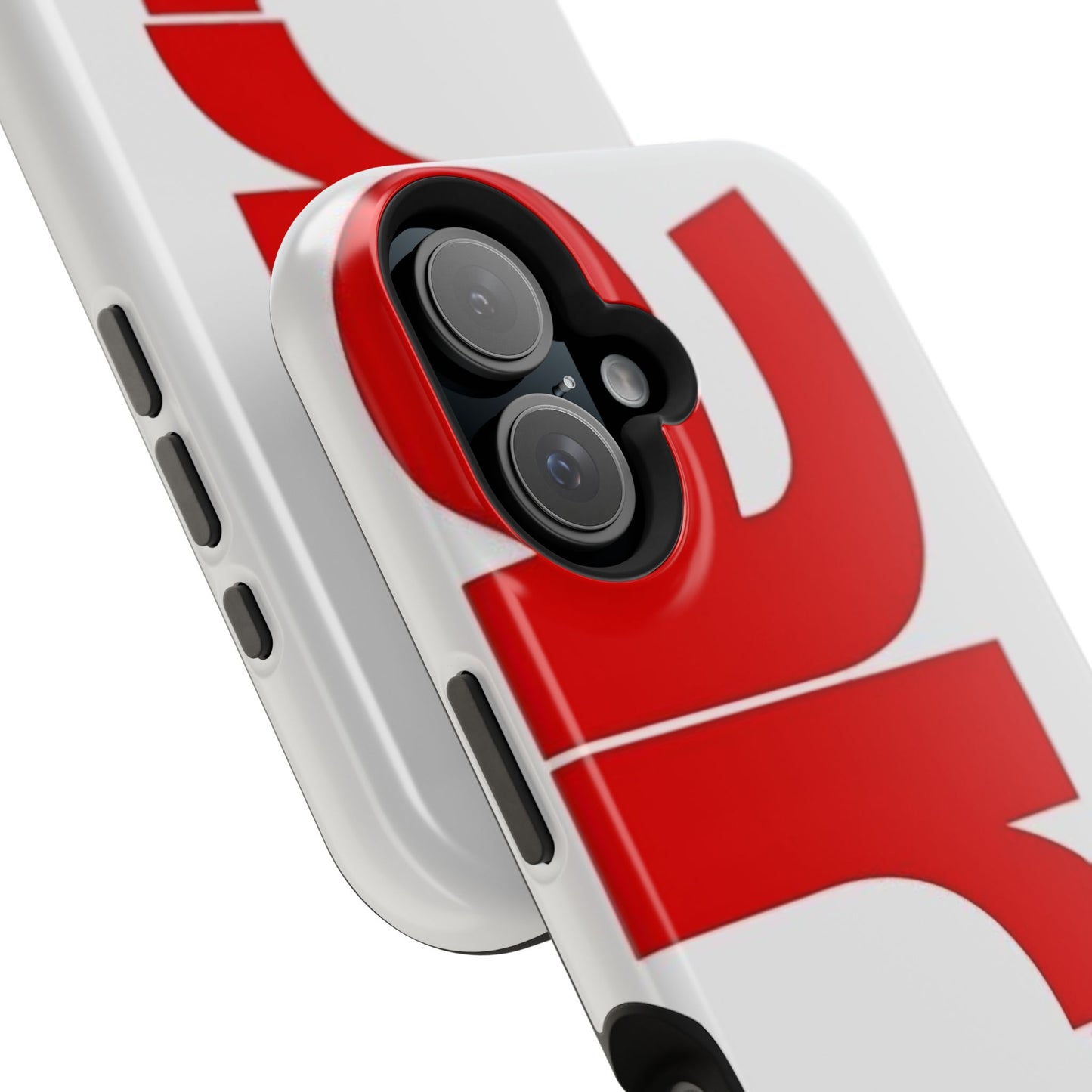 Magnetic Impact-Resistant Phone Case — Bold Red Typographic Design