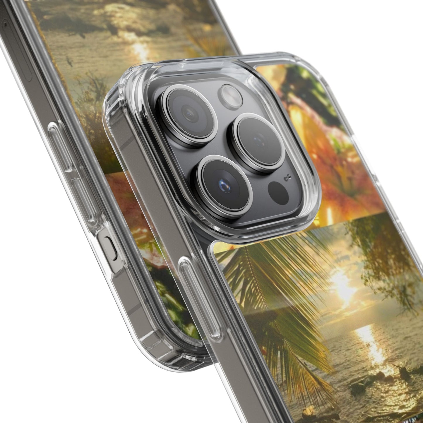 Tropical Sunset Phone Case — Floral Surfboard Clear iPhone Case