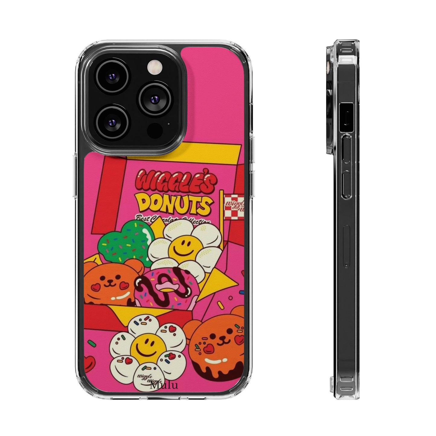 Donut Box Cute Phone Case — Clear Impact‑Resistant iPhone Cover with Smiling Donuts