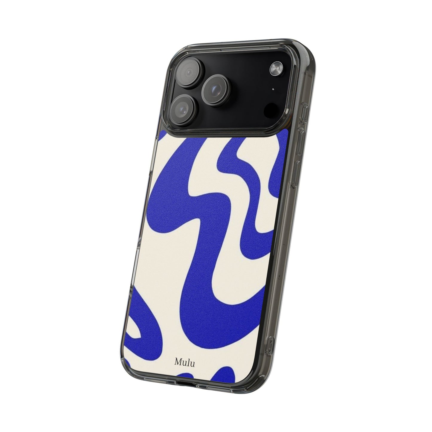 Clear Impact-Resistant Case — Blue Abstract Wavy Pattern