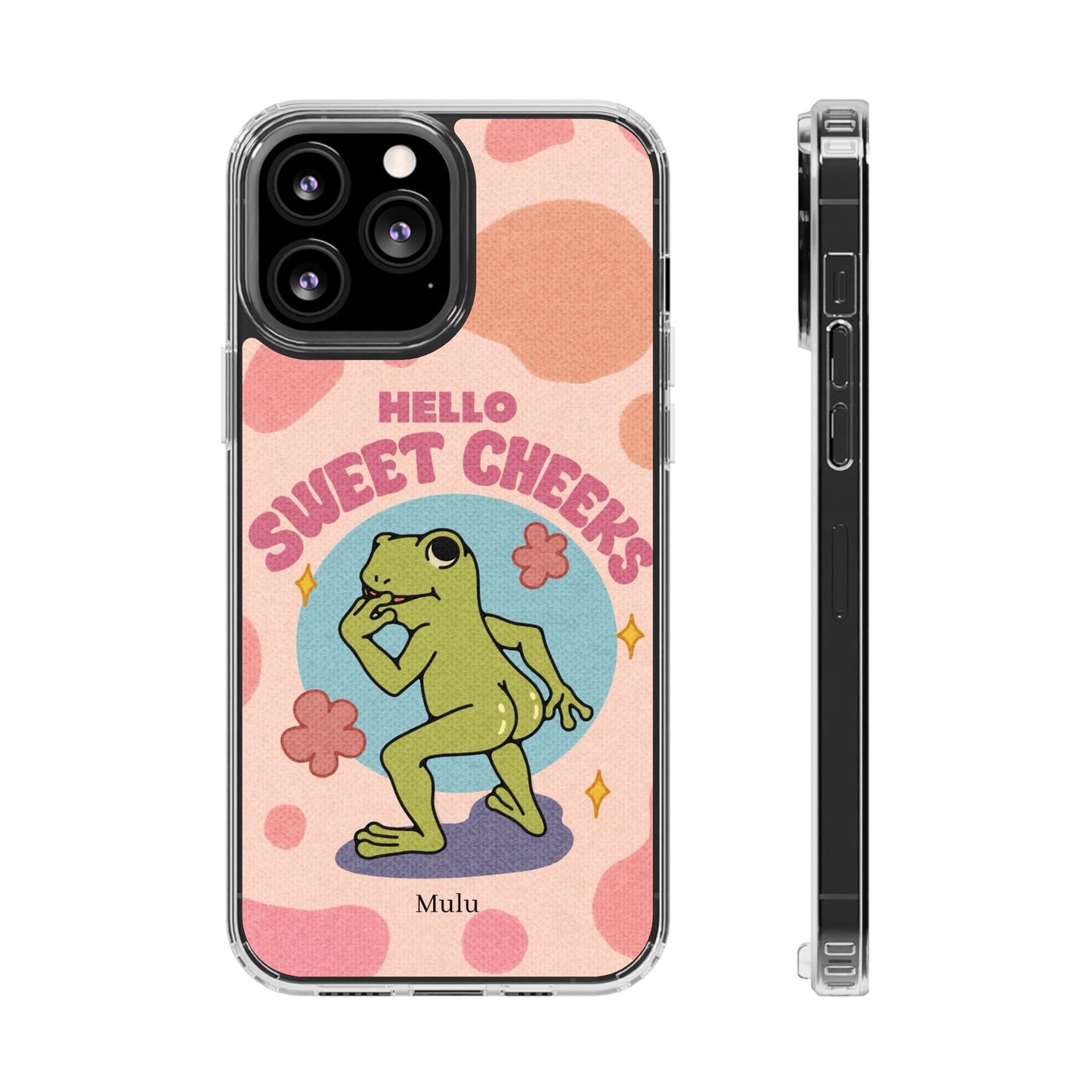 Clear Impact Phone Case — "Hello Sweet Cheeks" Retro Frog Design