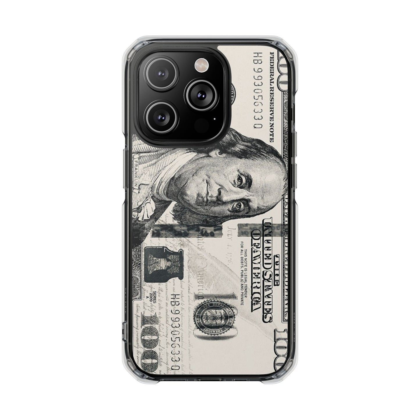 Clear Magnetic Phone Case — Hundred Dollar Bill Design