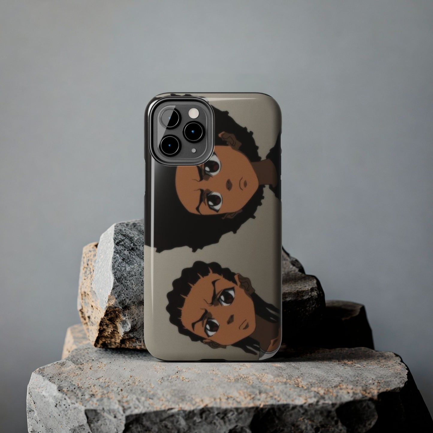 Tough Phone Case — Afro Anime Duo Face Design, Protective Shockproof Cover