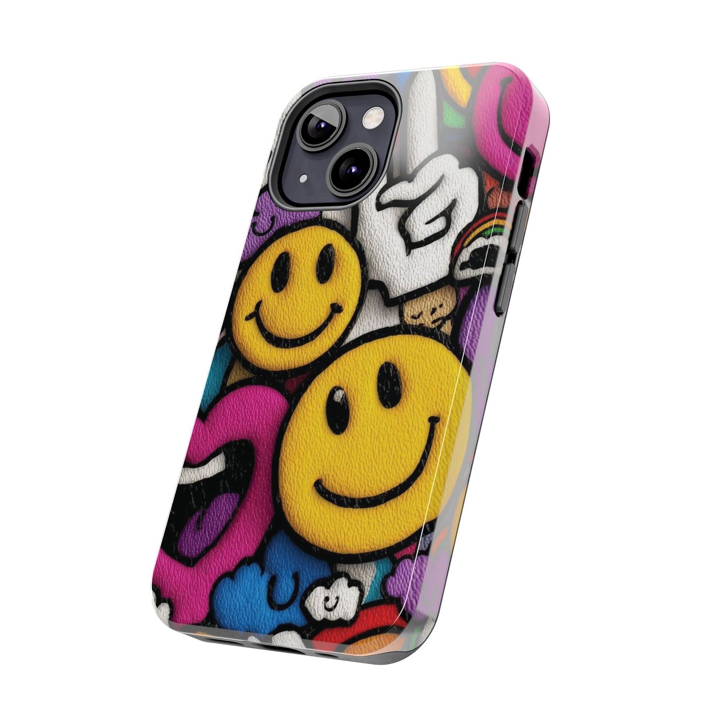 Smiley Graffiti Tough Phone Case – Colorful Urban Art Protection